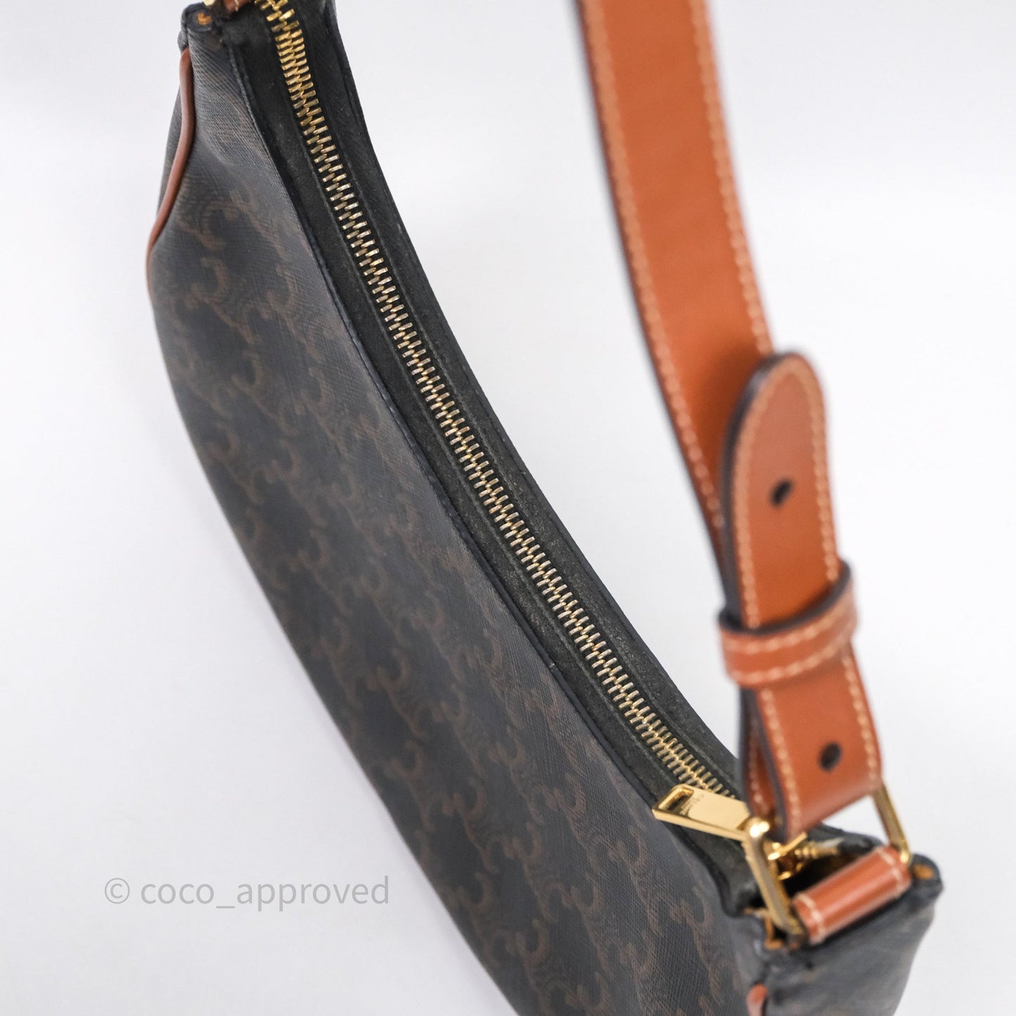 Celine Ava Bag In Triomphe Canvas Calfskin Tan