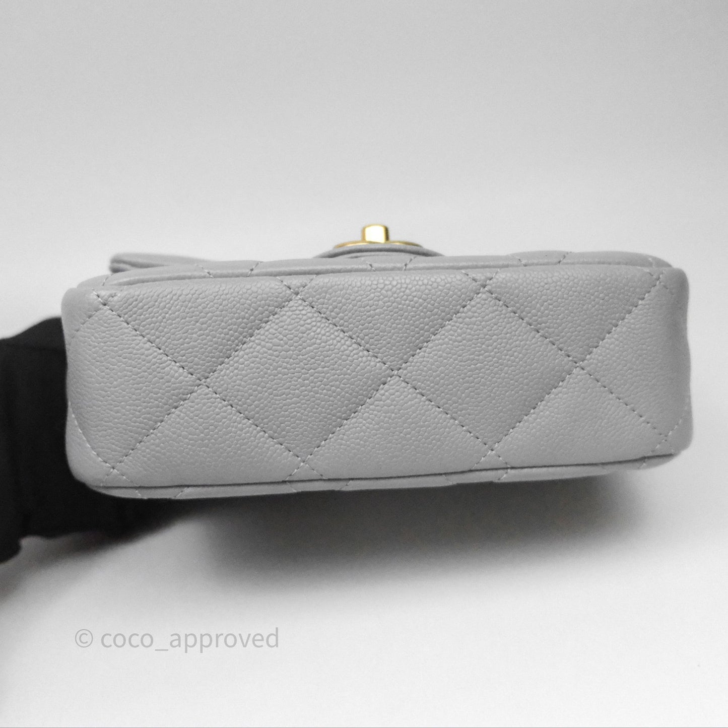 Chanel Mini Flap Bag Heart Adjustable Chain Grey Caviar Aged Gold Hardware