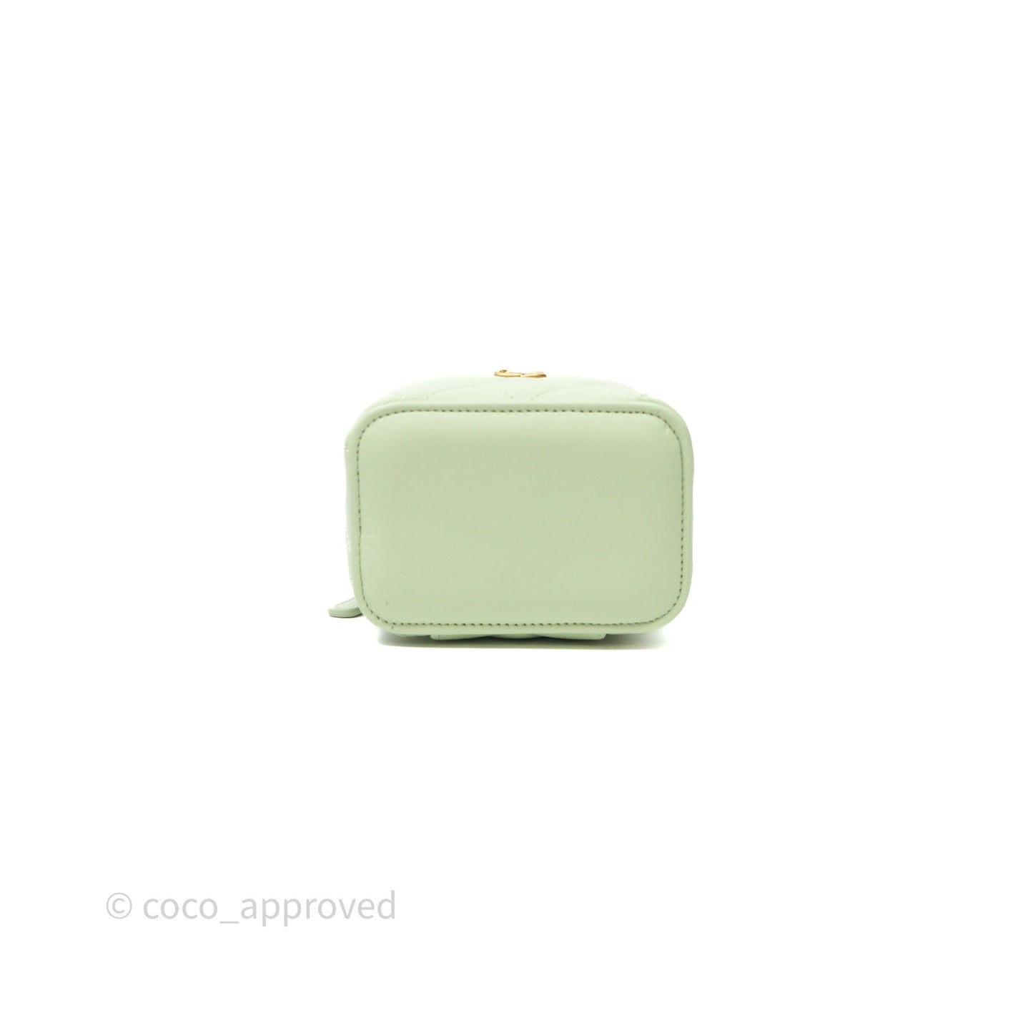 Chanel Mini Pearl Crush Vanity With Chain Light Green Lambskin Aged Gold Hardware