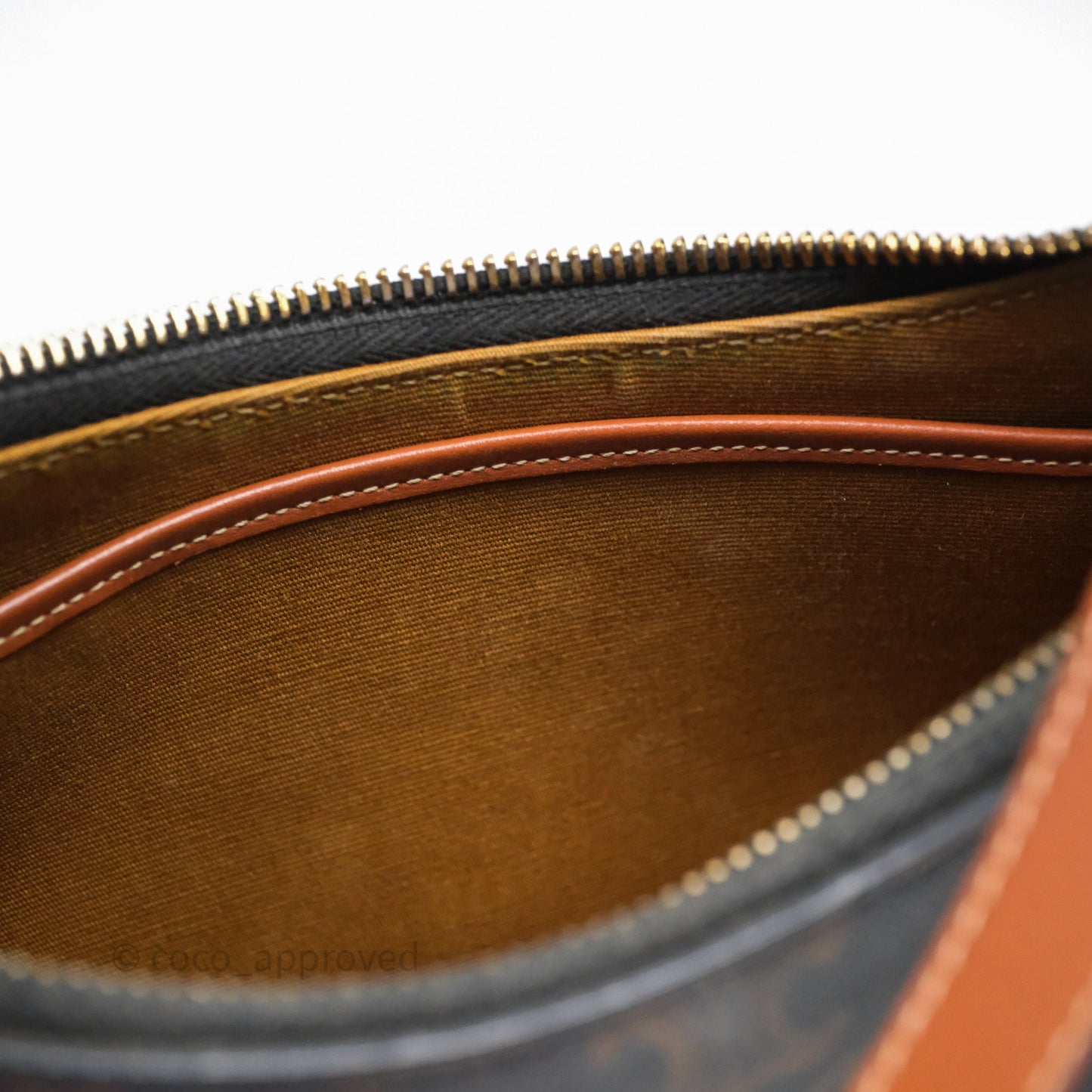 Celine Ava Bag In Triomphe Canvas Calfskin Tan