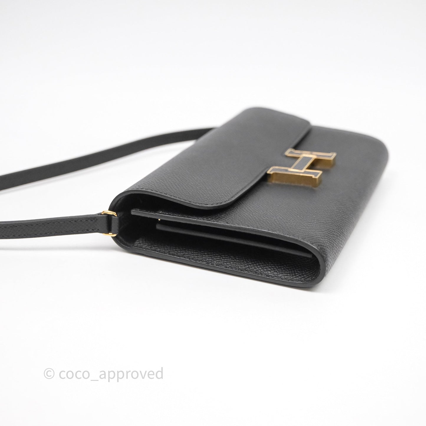 Hermès Constance Long To Go Wallet Black Noir 89 Epsom Lizard Gold Hardware