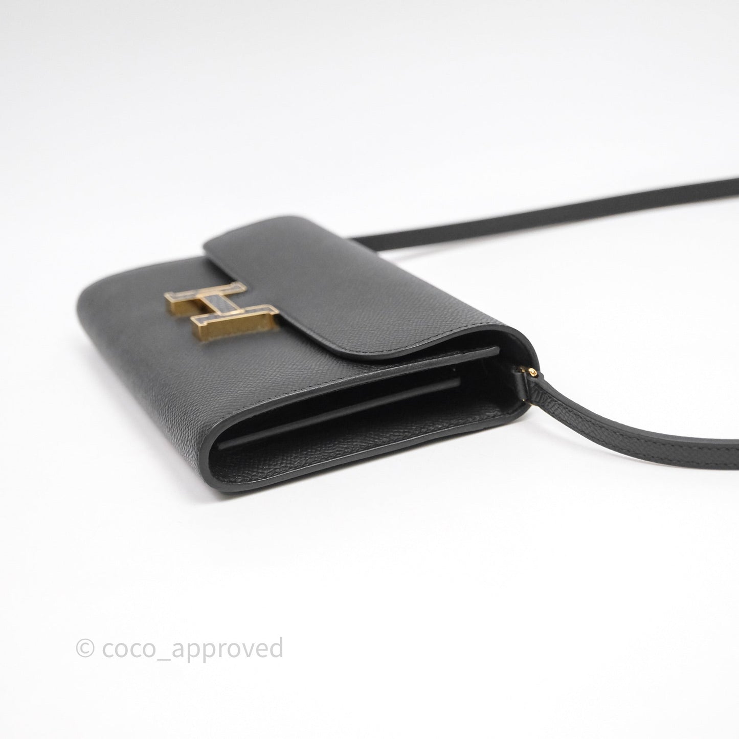 Hermès Constance Long To Go Wallet Black Noir 89 Epsom Lizard Gold Hardware