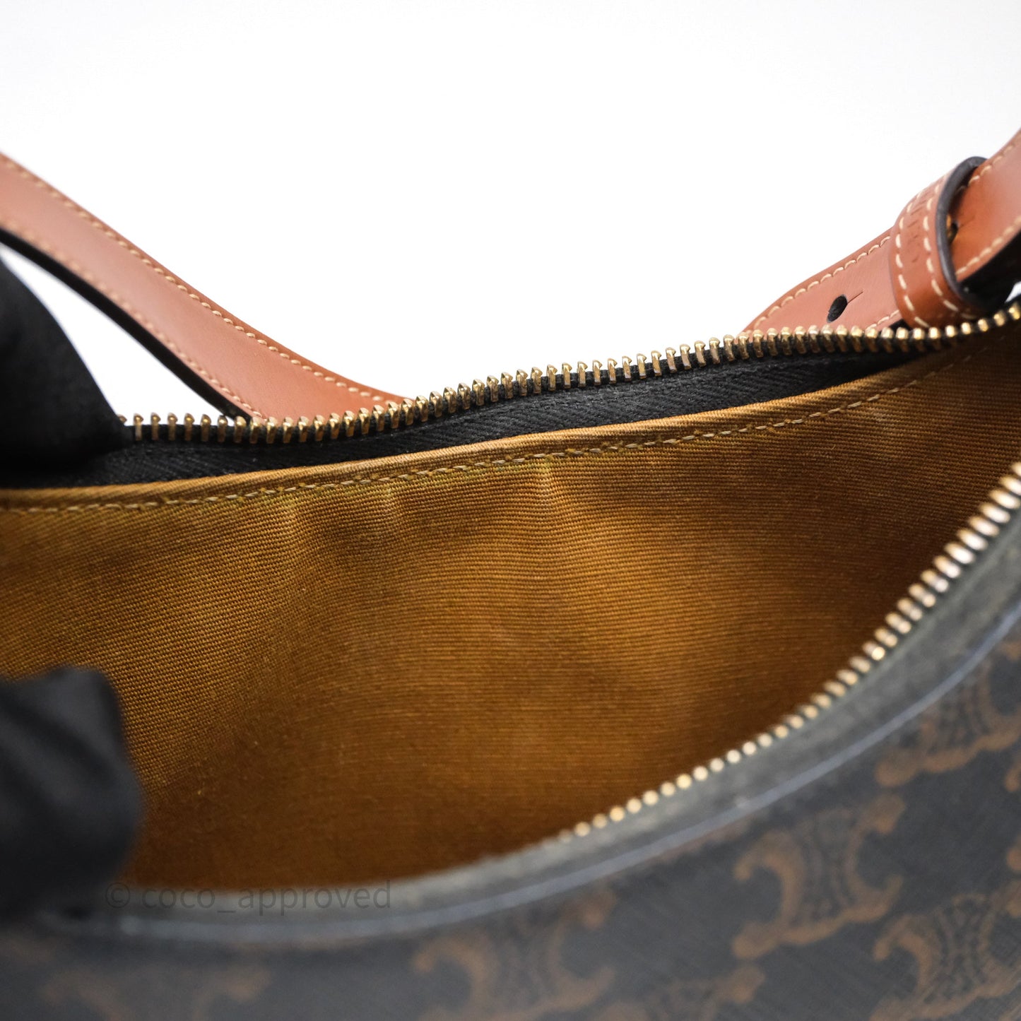 Celine Ava Bag In Triomphe Canvas Calfskin Tan
