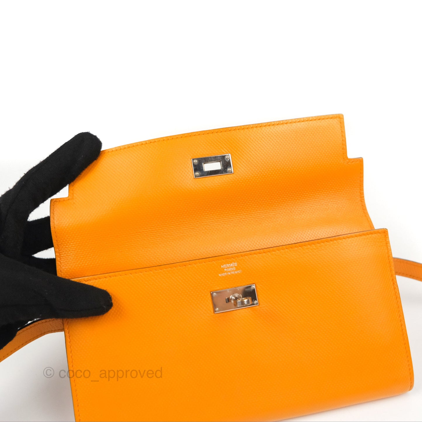Hermès Kelly Long Wallet Jaune d'or Grain d’H Palladium Hardware