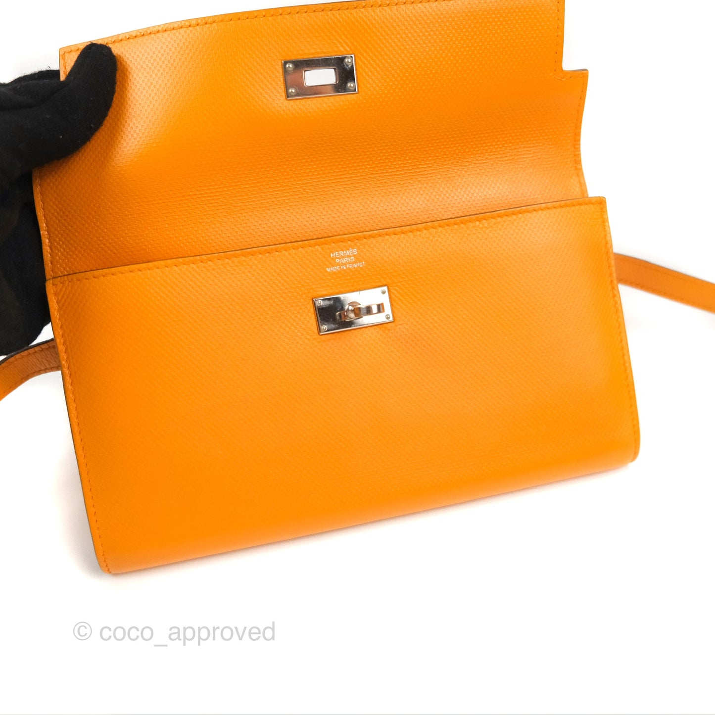 Hermès Kelly Long Wallet Jaune d'or Grain d’H Palladium Hardware