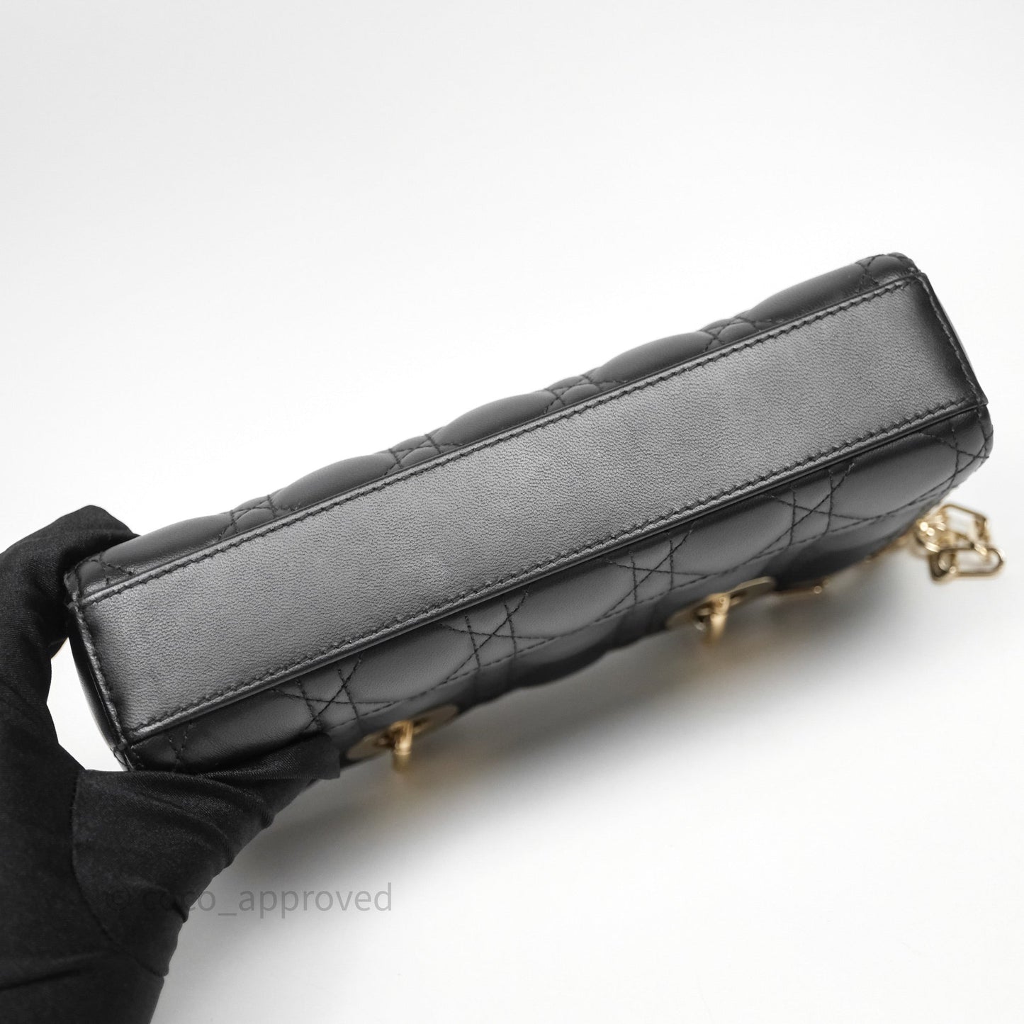 Dior Small Lady D-Joy Bag Black Lambskin Cannage Gold Hardware