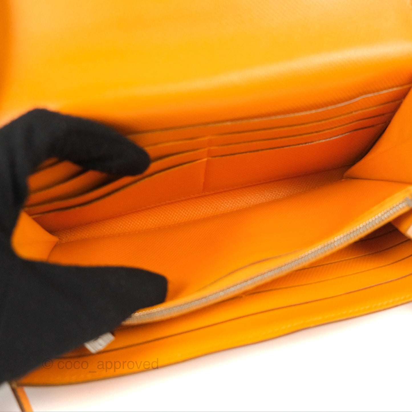 Hermès Kelly Long Wallet Jaune d'or Grain d’H Palladium Hardware