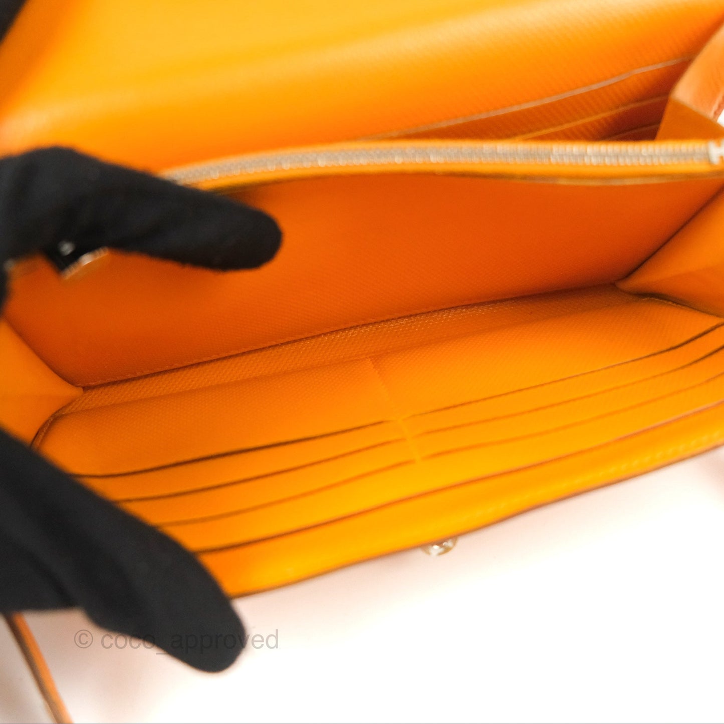 Hermès Kelly Long Wallet Jaune d'or Grain d’H Palladium Hardware