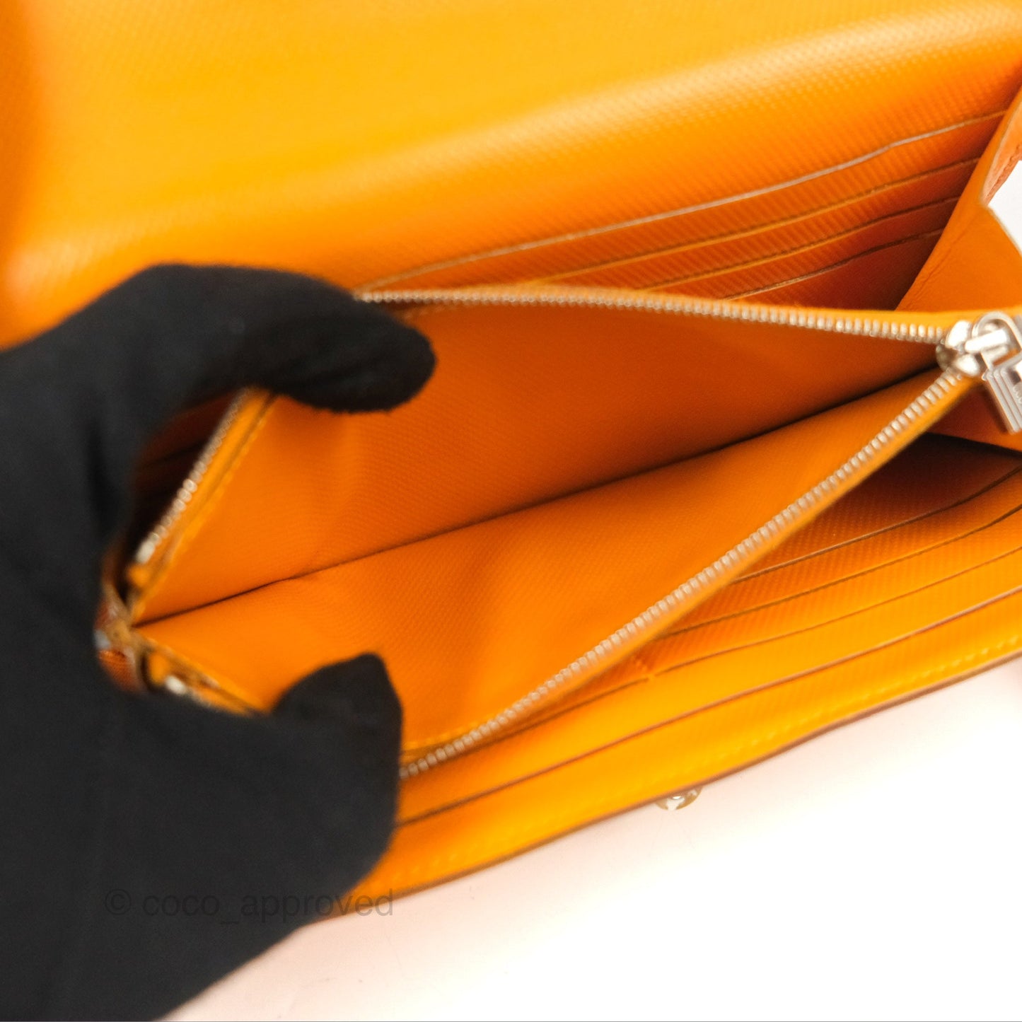Hermès Kelly Long Wallet Jaune d'or Grain d’H Palladium Hardware