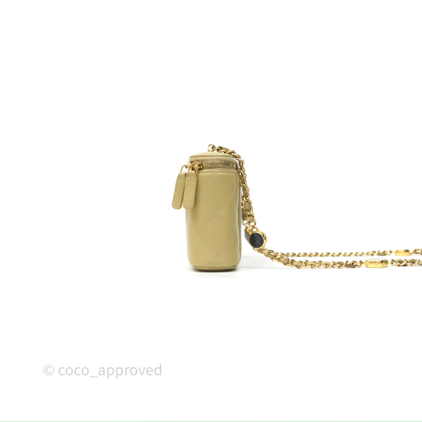 Chanel Vanity With Chain Olive Green Lambskin Gold Hardware