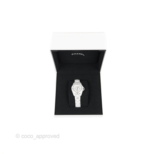 CHANEL J12 White Ceramic/Steel/Diamond Women's Watch 33mm