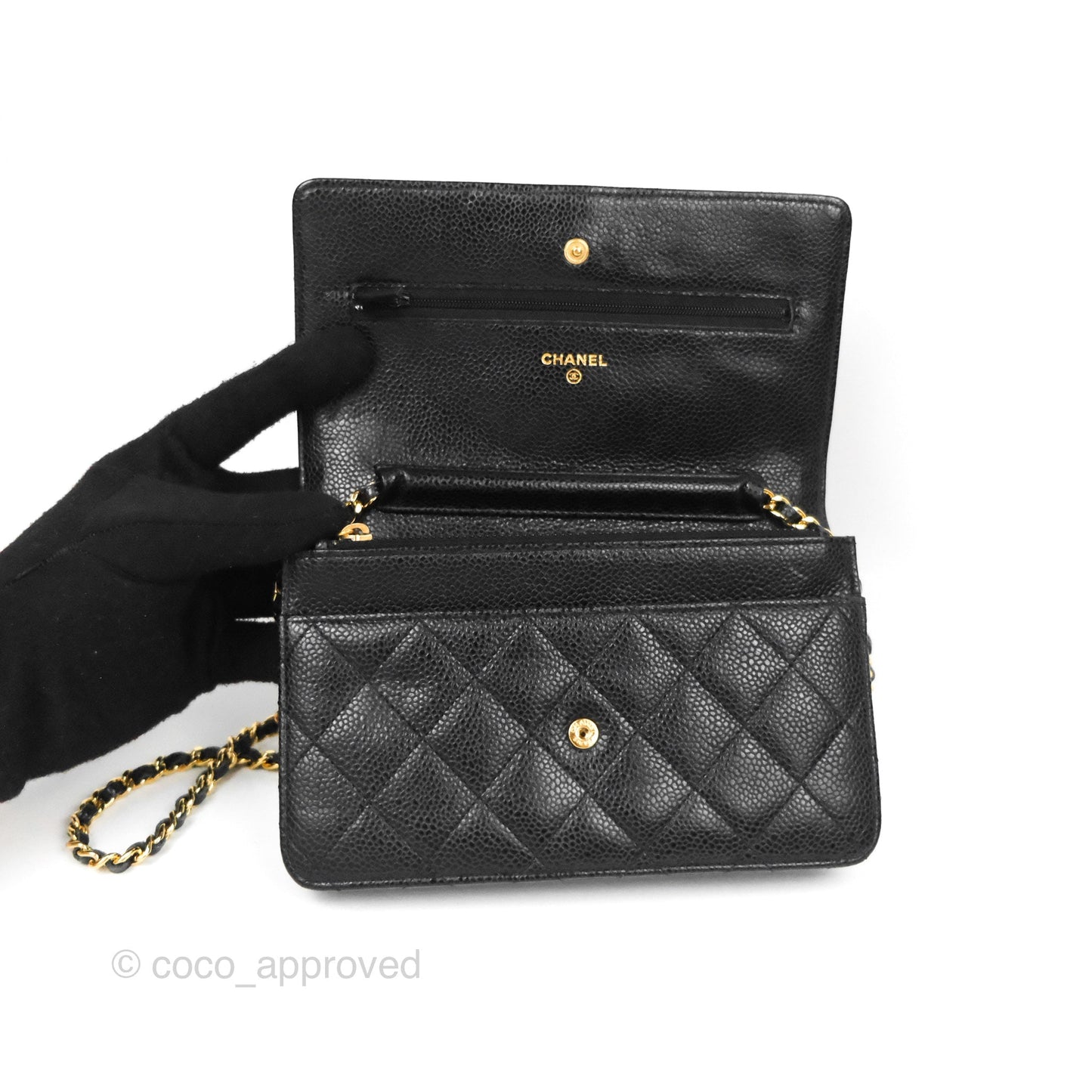 Chanel Classic Quilted WOC Black Caviar Gold Hardware