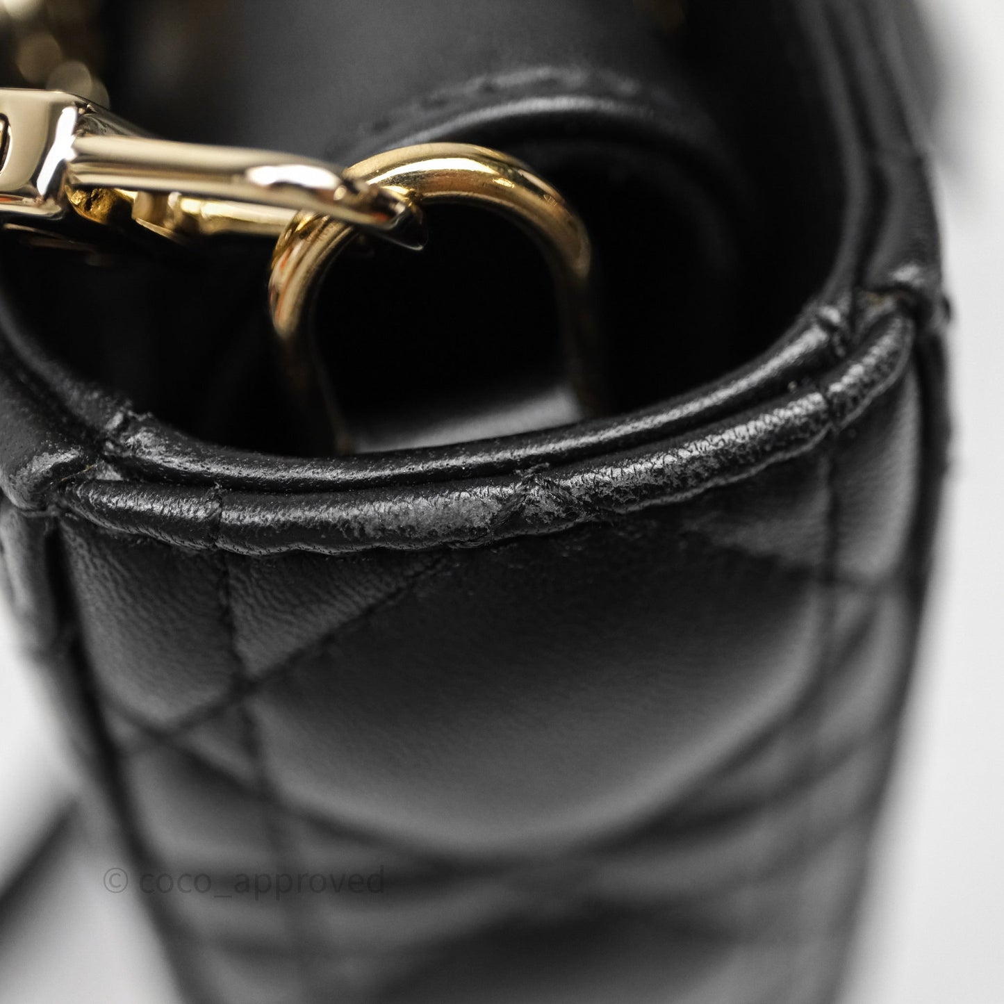Dior Small Lady D-Joy Bag Black Lambskin Cannage Gold Hardware