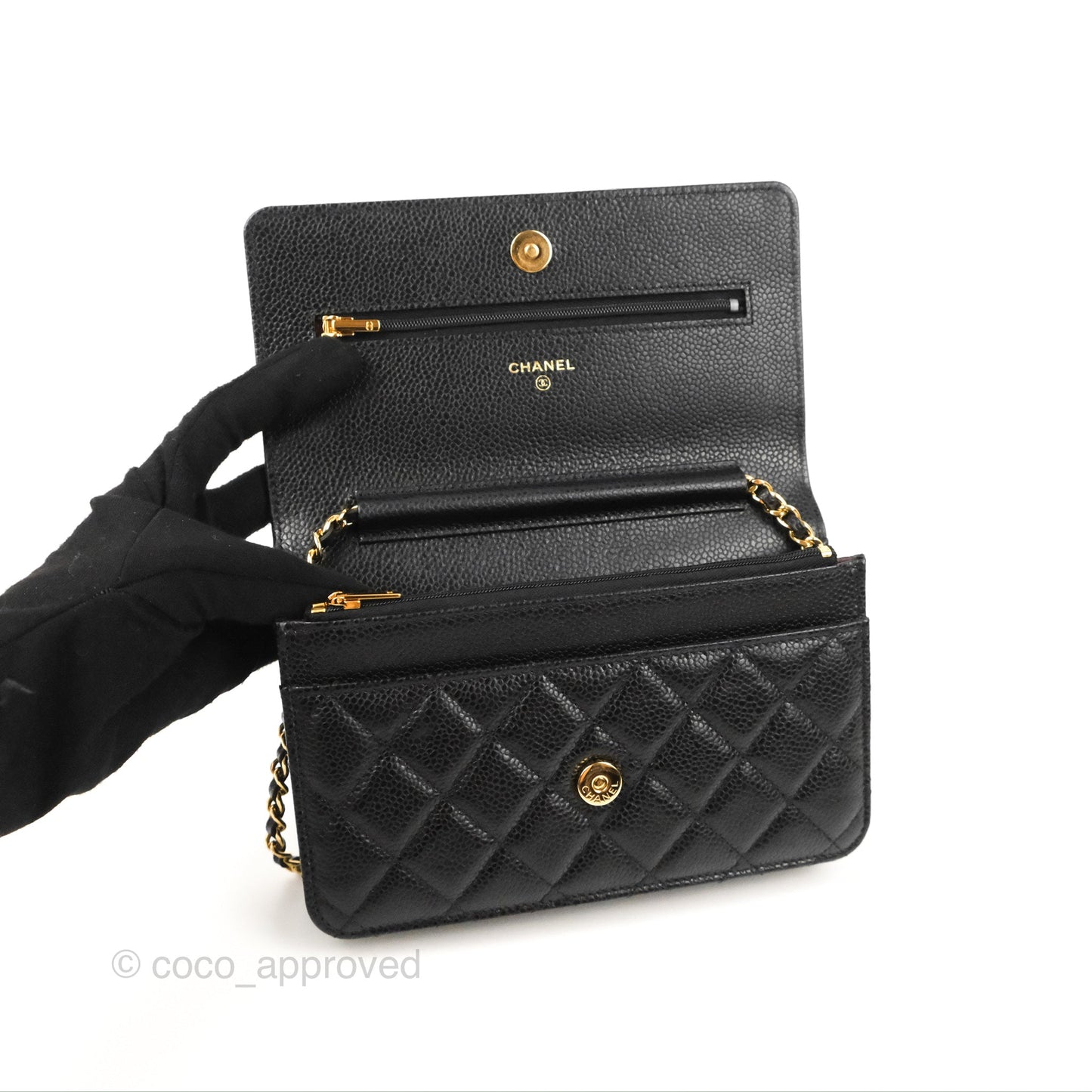 Chanel Quilted Classic WOC Black Caviar Gold Hardware