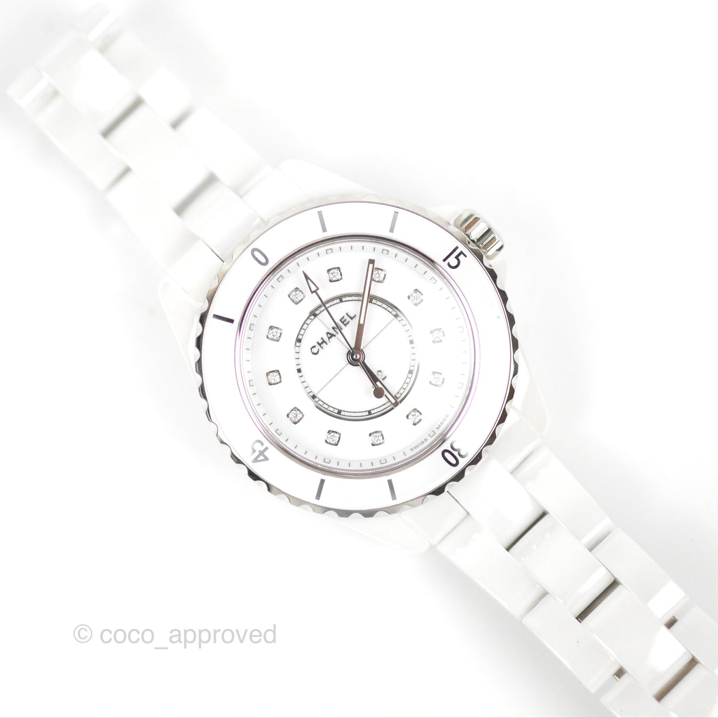 CHANEL J12 White Ceramic/Steel/Diamond Women's Watch 33mm