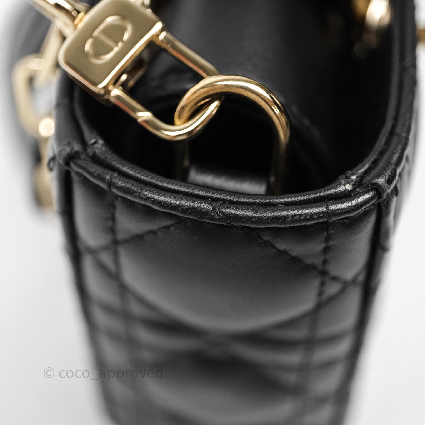 Dior Small Lady D-Joy Bag Black Lambskin Cannage Gold Hardware