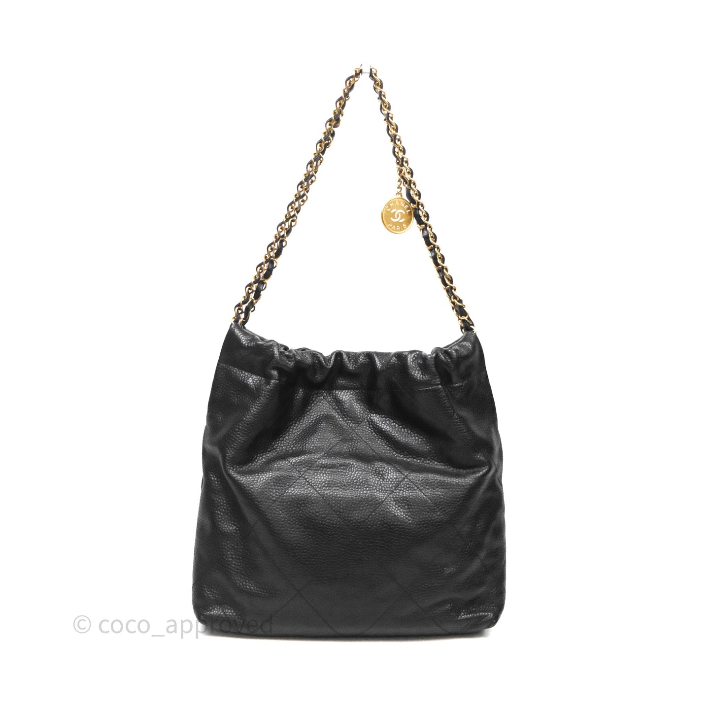 Chanel 22 Small Black Shiny Caviar Aged Gold Hardware