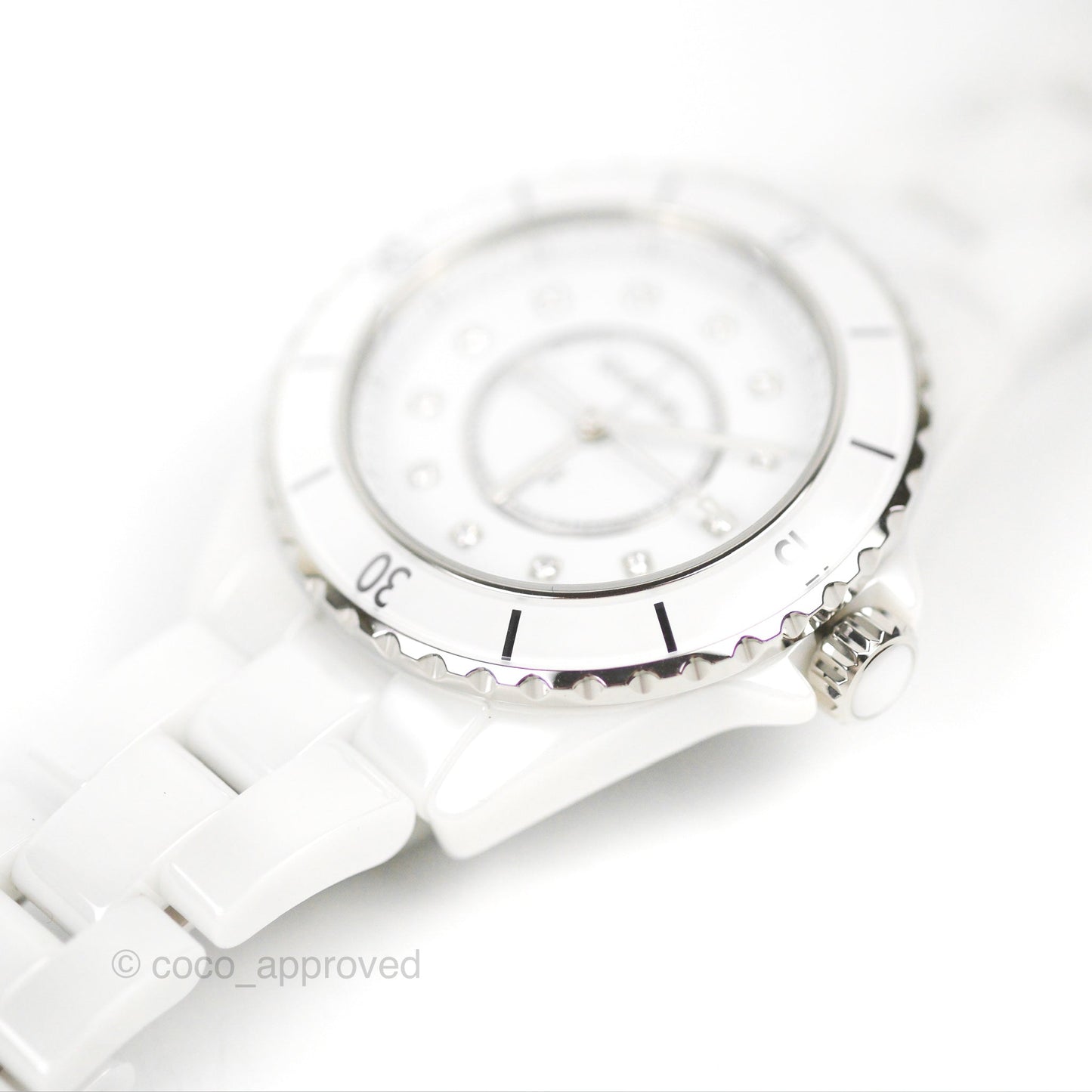 CHANEL J12 White Ceramic/Steel/Diamond Women's Watch 33mm
