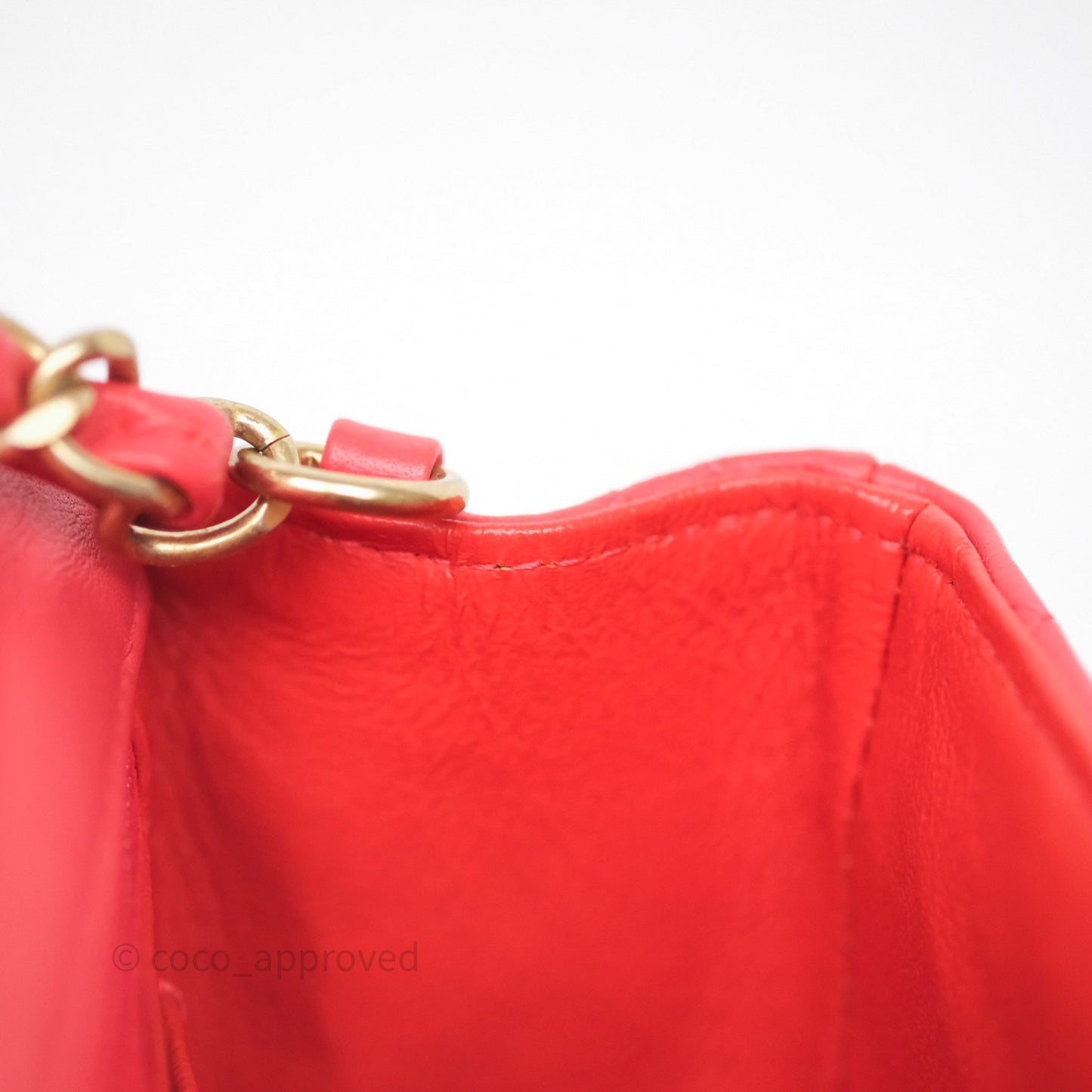 Chanel Mini Rectangular Quilted Red Lambskin Aged Gold Hardware