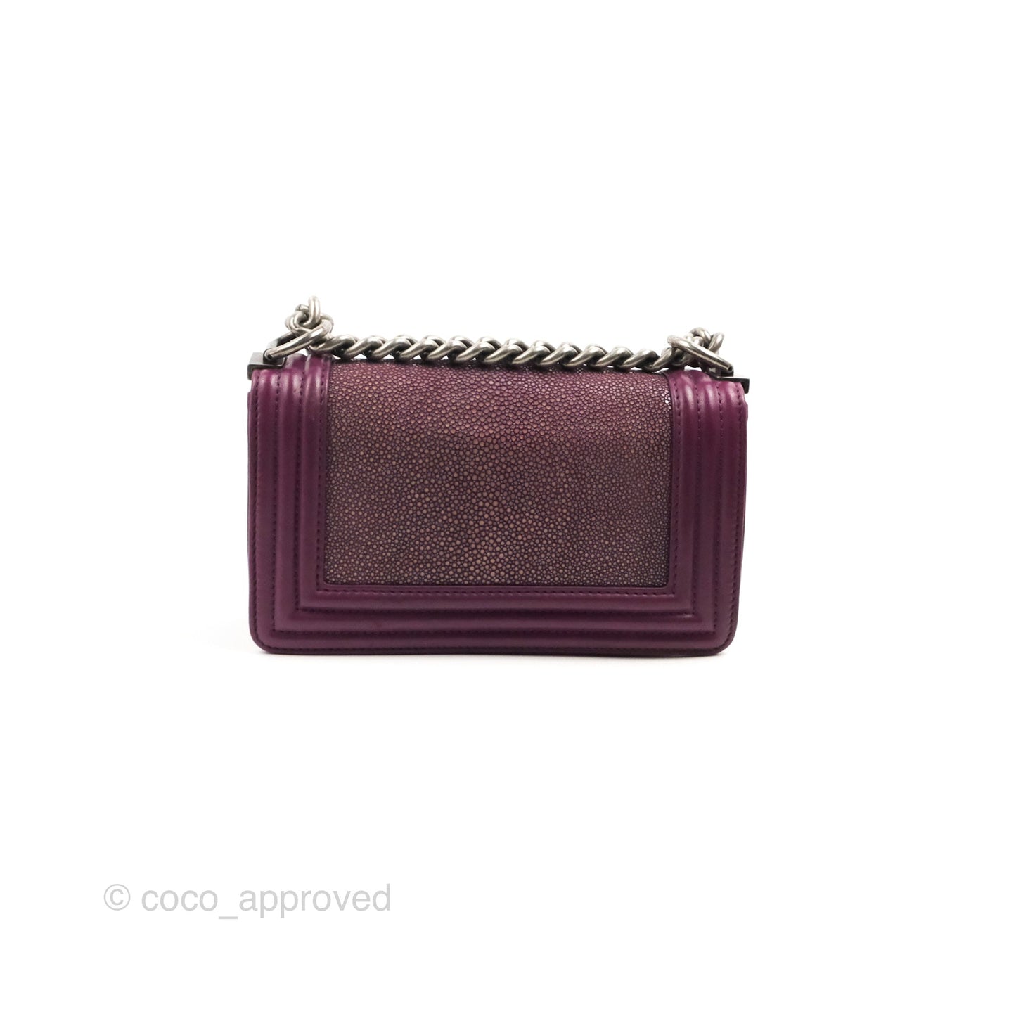 Chanel Small Boy Plum Purple Stingray Ruthenium Hardware