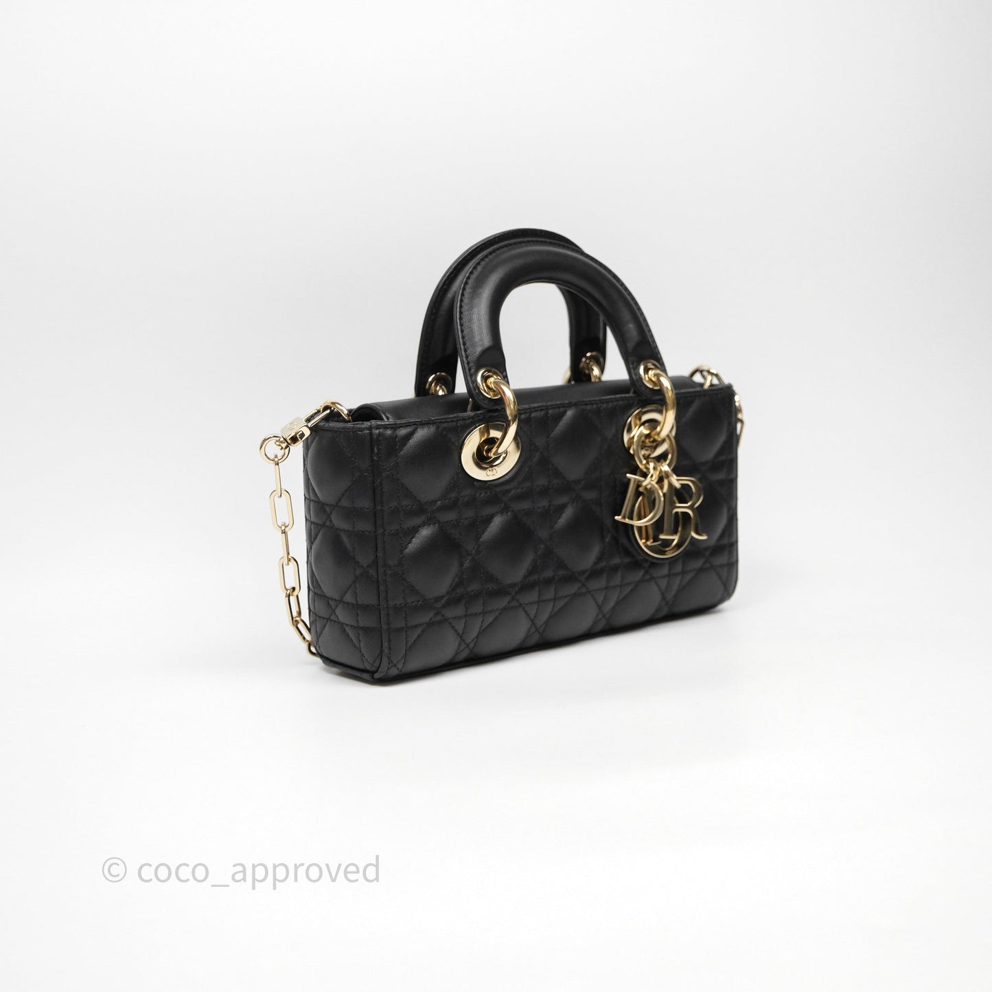 Dior Small Lady D-Joy Bag Black Lambskin Cannage Gold Hardware