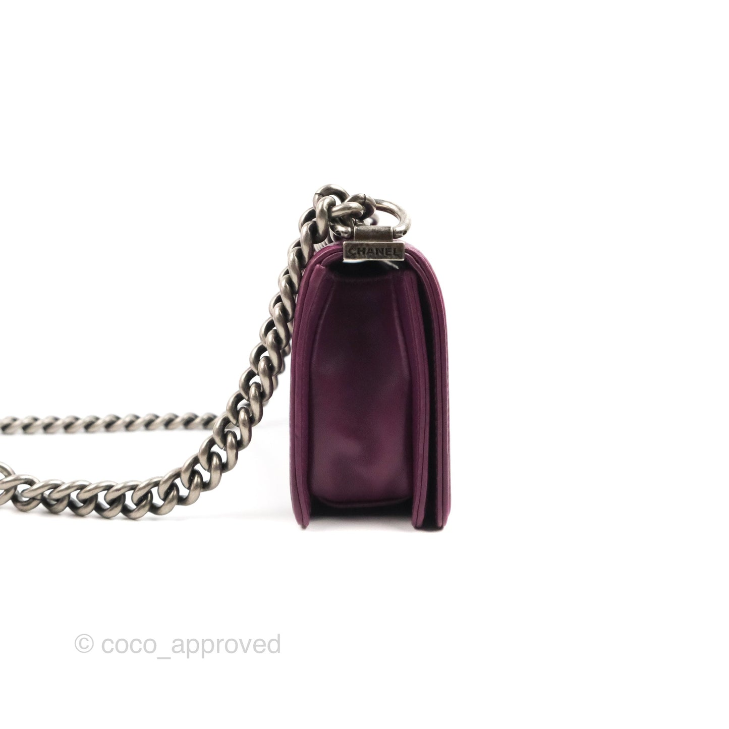 Chanel Small Boy Plum Purple Stingray Ruthenium Hardware