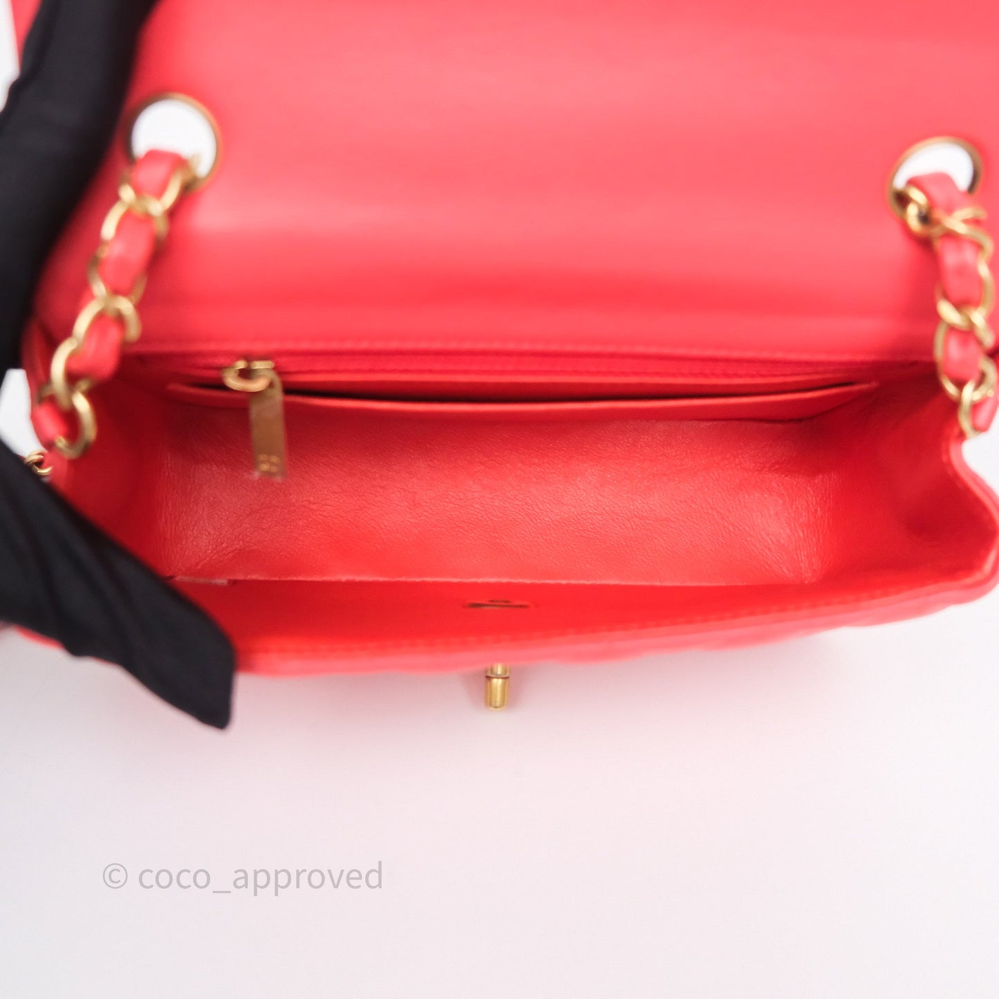 Chanel Mini Rectangular Quilted Red Lambskin Aged Gold Hardware