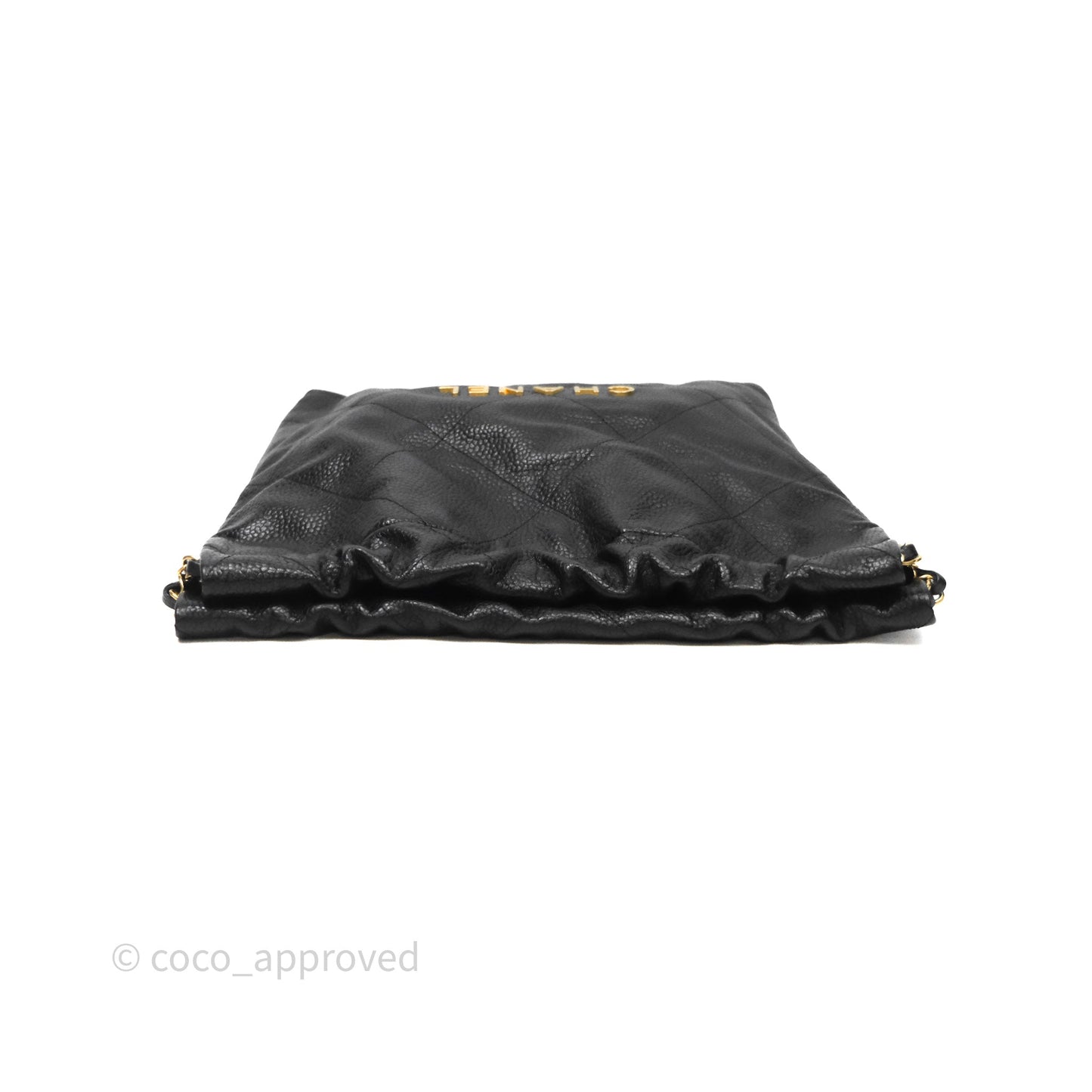 Chanel 22 Small Black Shiny Caviar Aged Gold Hardware