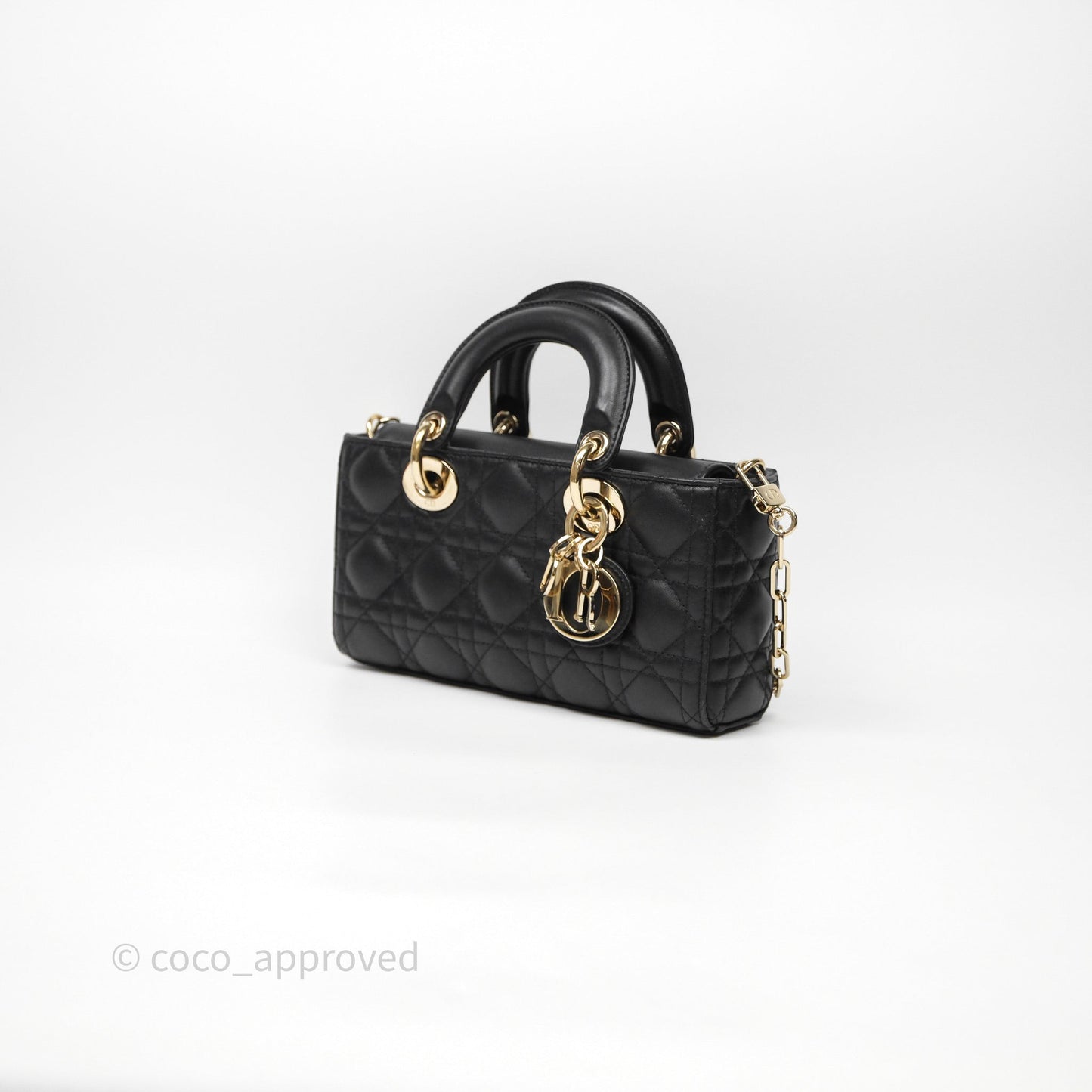 Dior Small Lady D-Joy Bag Black Lambskin Cannage Gold Hardware