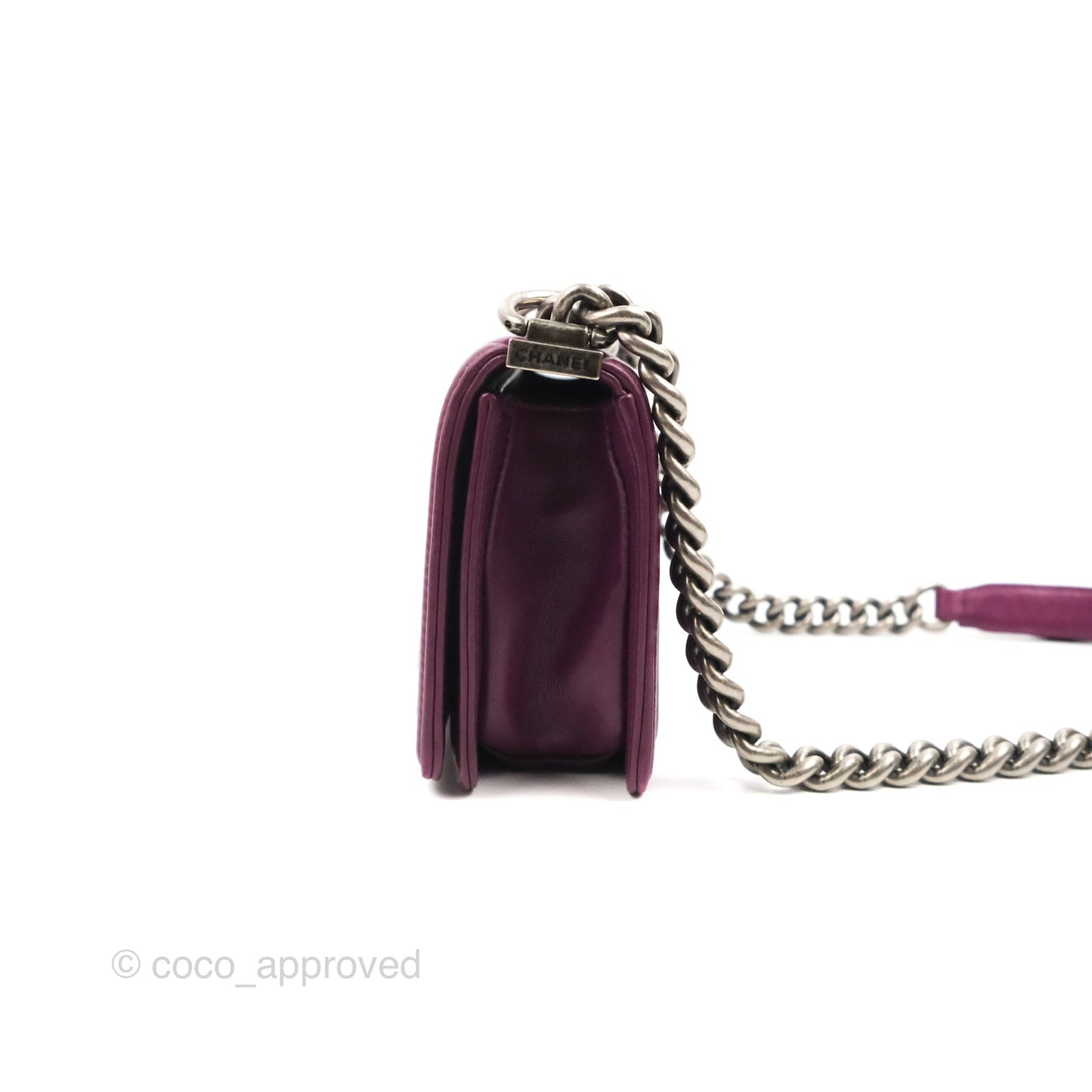Chanel Small Boy Plum Purple Stingray Ruthenium Hardware