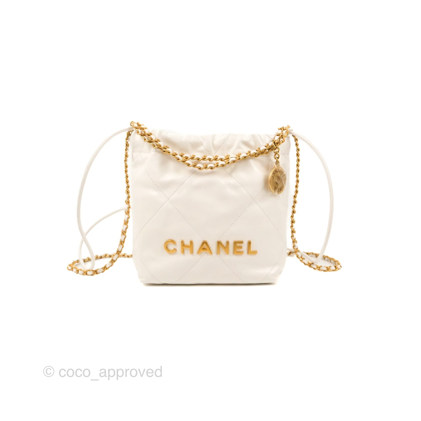 Chanel 22 Mini Bag White Shiny Crumpled Calfskin