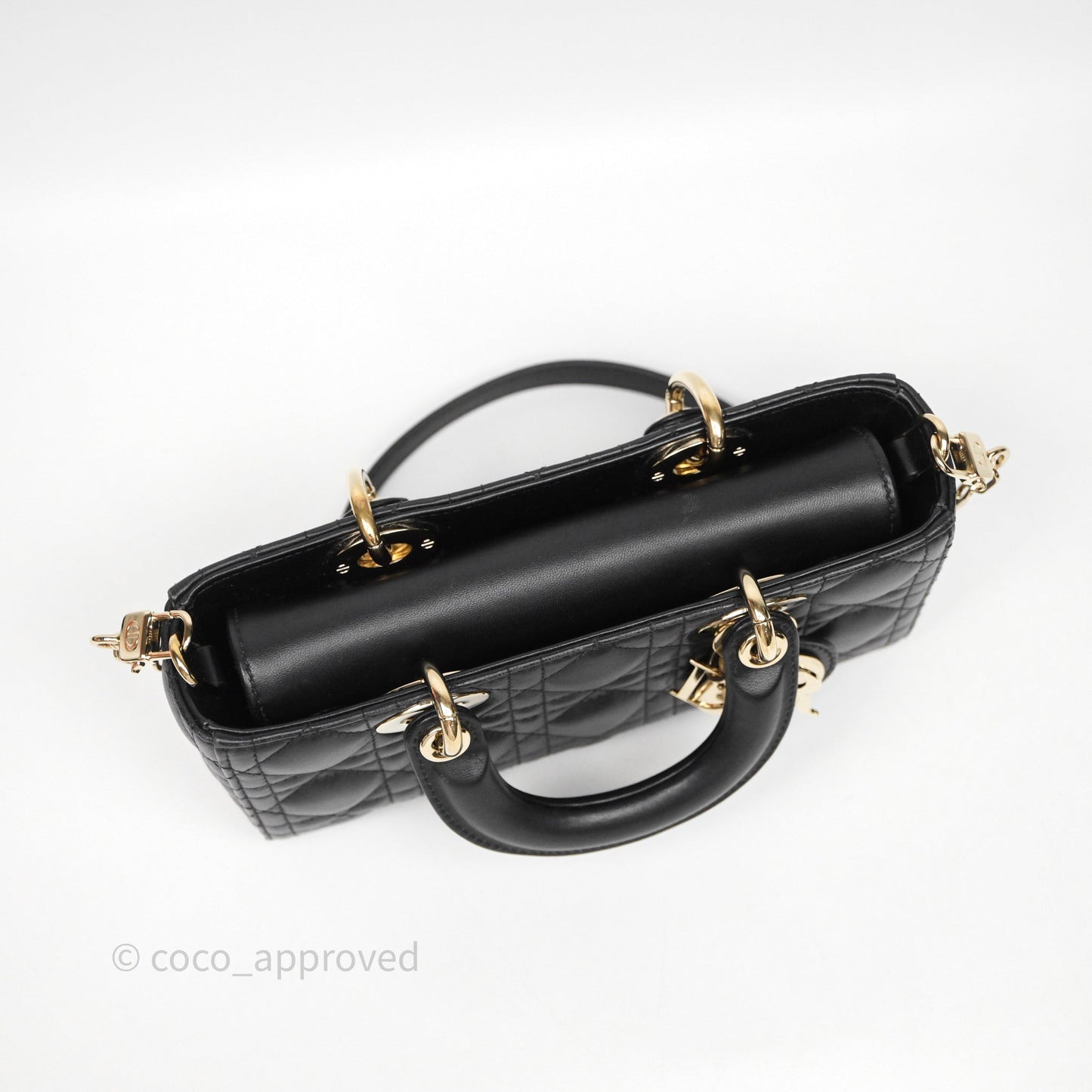 Dior Small Lady D-Joy Bag Black Lambskin Cannage Gold Hardware