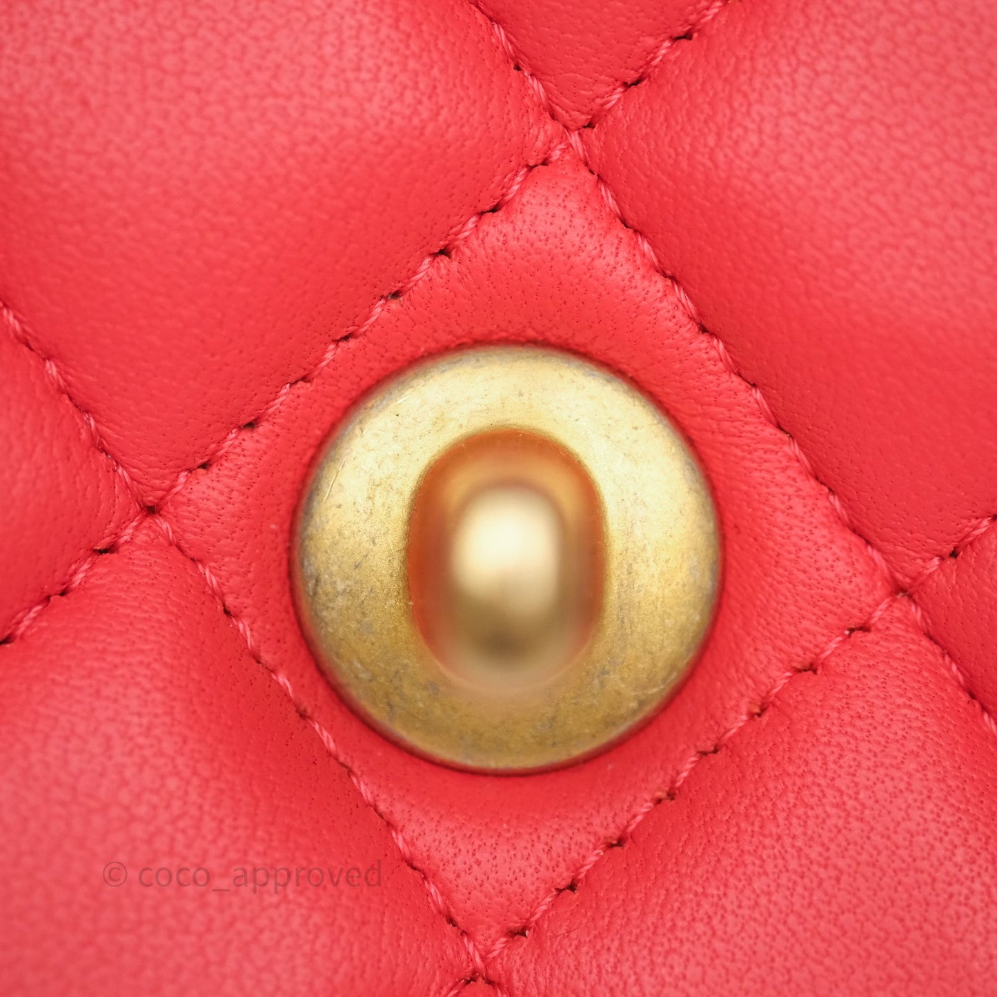 Chanel Mini Rectangular Quilted Red Lambskin Aged Gold Hardware