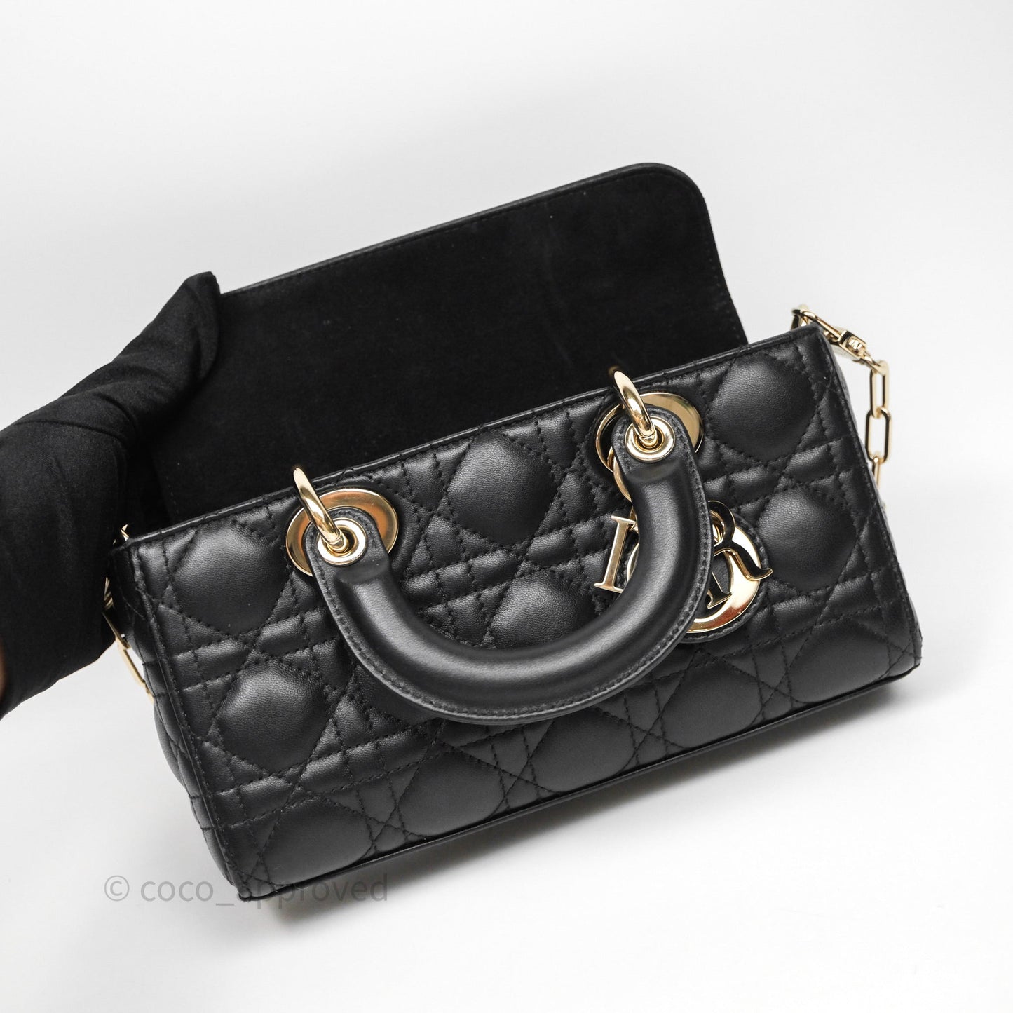 Dior Small Lady D-Joy Bag Black Lambskin Cannage Gold Hardware