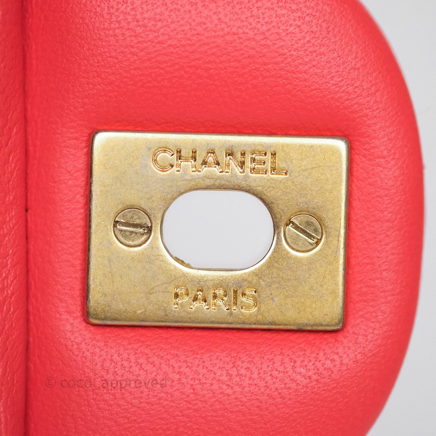 Chanel Mini Rectangular Quilted Red Lambskin Aged Gold Hardware