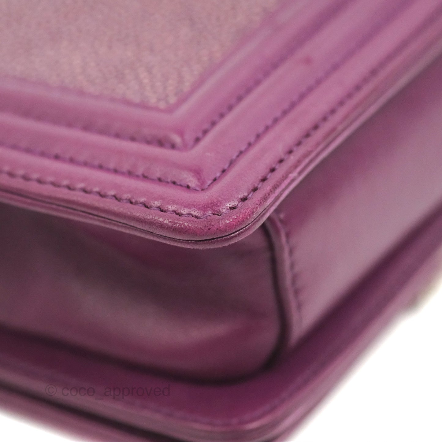 Chanel Small Boy Plum Purple Stingray Ruthenium Hardware