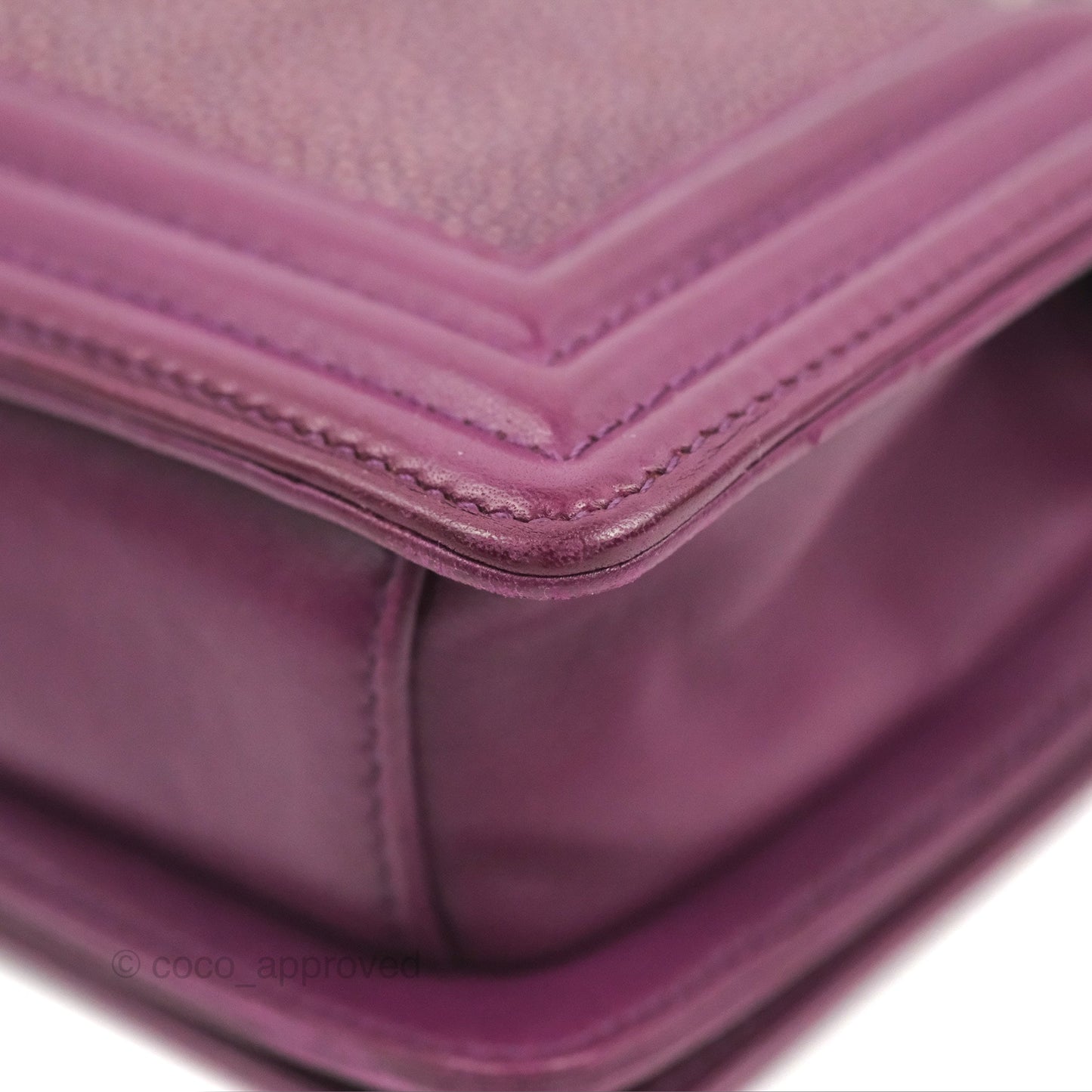 Chanel Small Boy Plum Purple Stingray Ruthenium Hardware