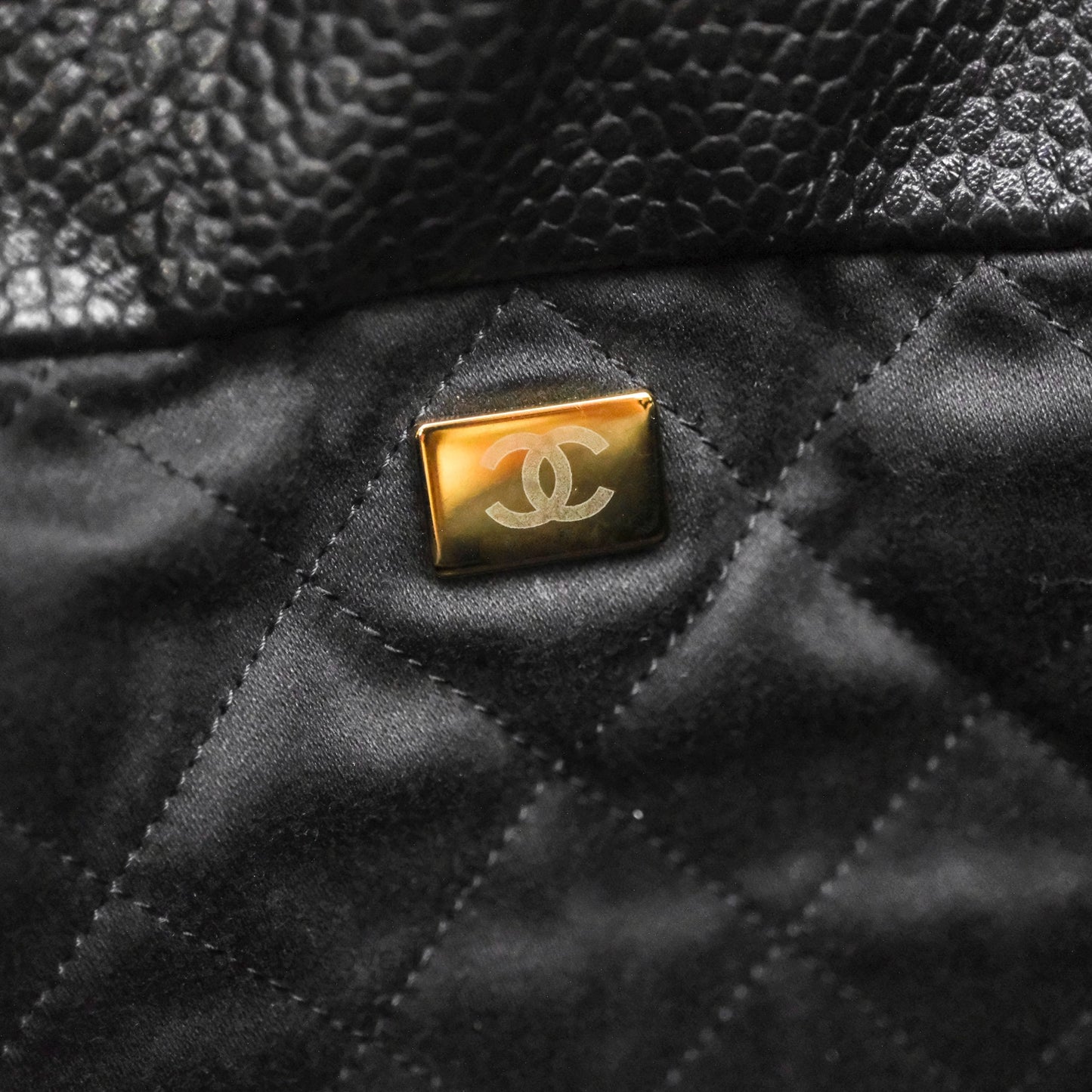 Chanel 22 Small Black Shiny Caviar Aged Gold Hardware