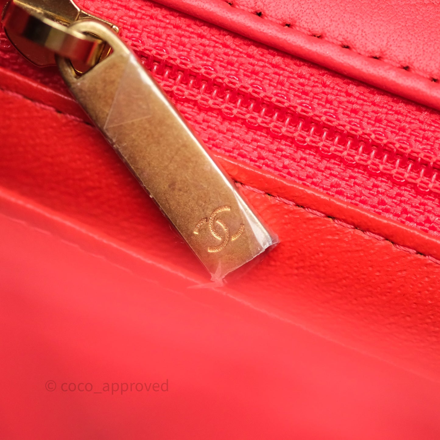 Chanel Mini Rectangular Quilted Red Lambskin Aged Gold Hardware