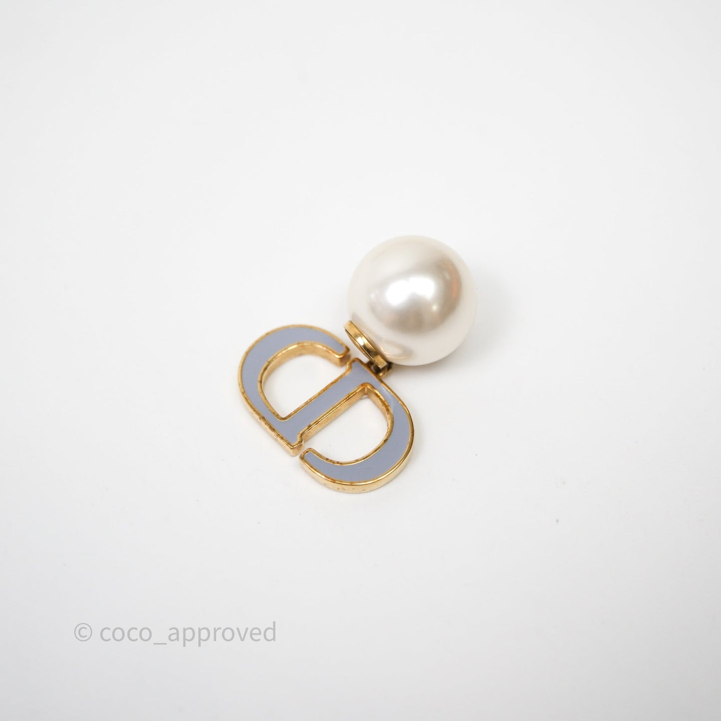 Christian Dior Pearls Drop Blue CD Earrings Gold Tone