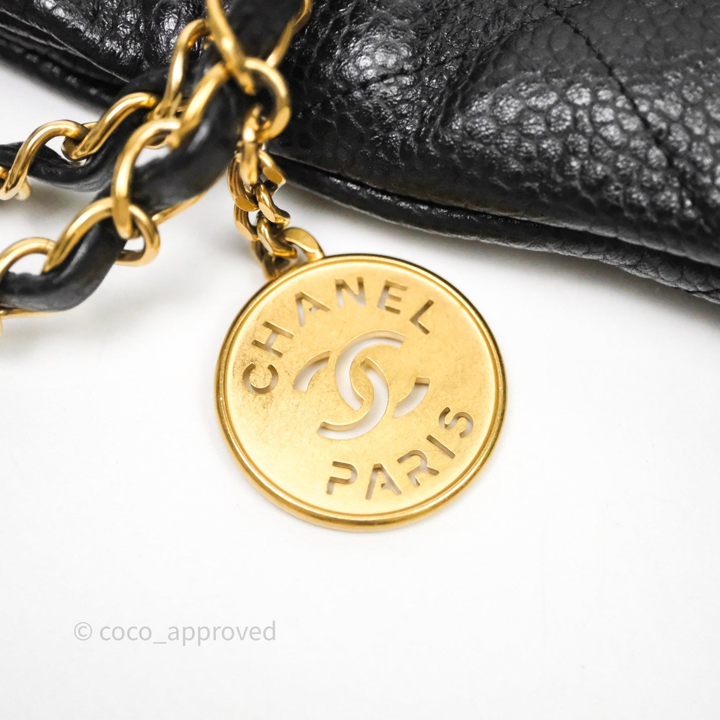 Chanel 22 Small Black Shiny Caviar Aged Gold Hardware