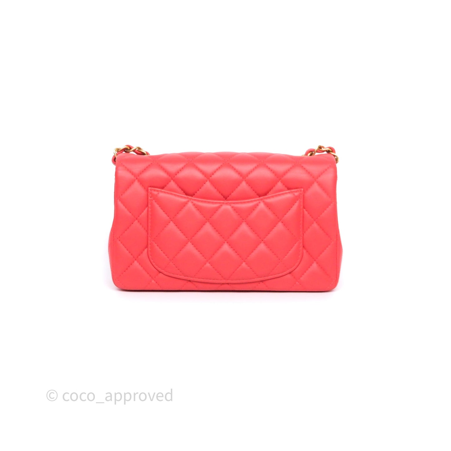 Chanel Mini Rectangular Quilted Red Lambskin Aged Gold Hardware