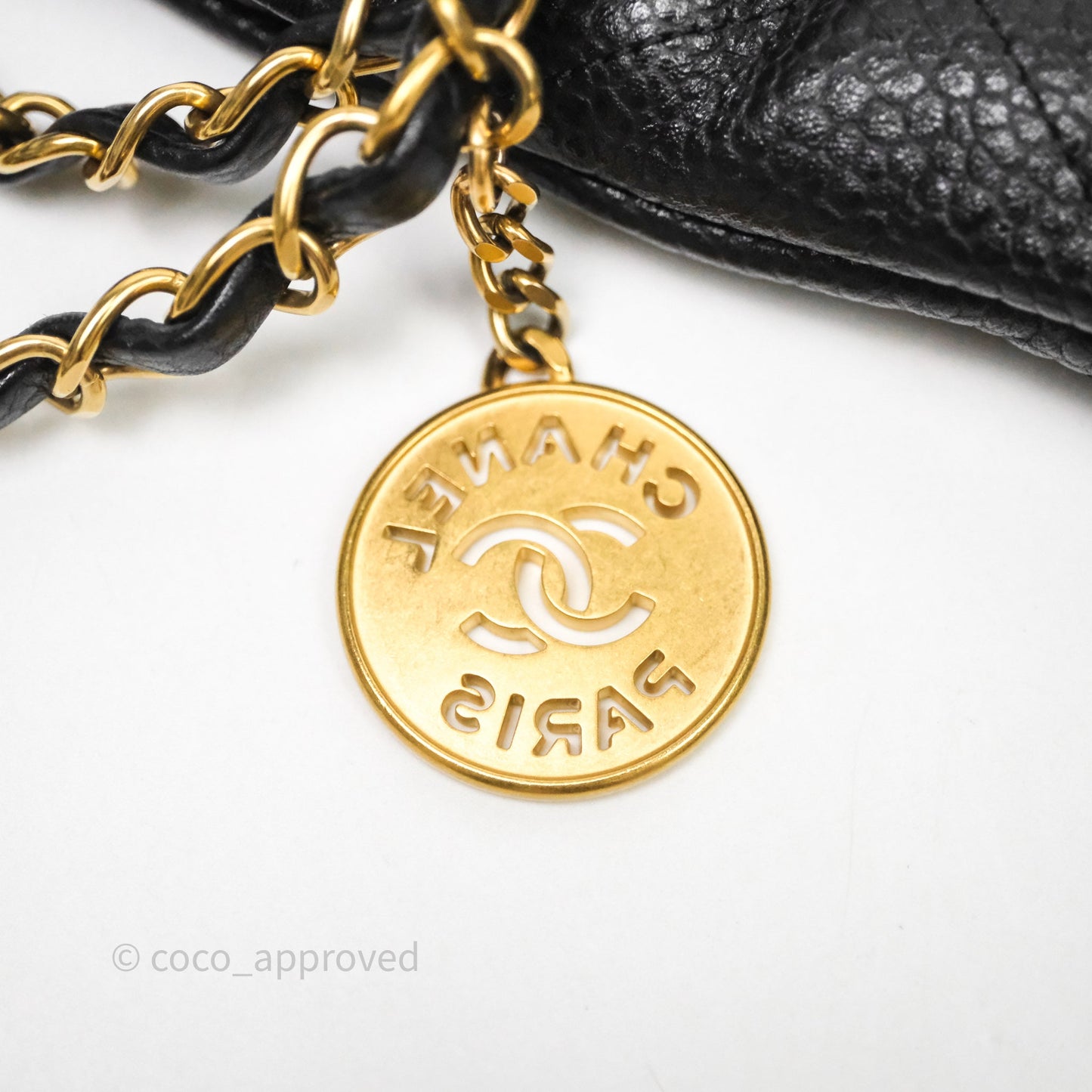 Chanel 22 Small Black Shiny Caviar Aged Gold Hardware