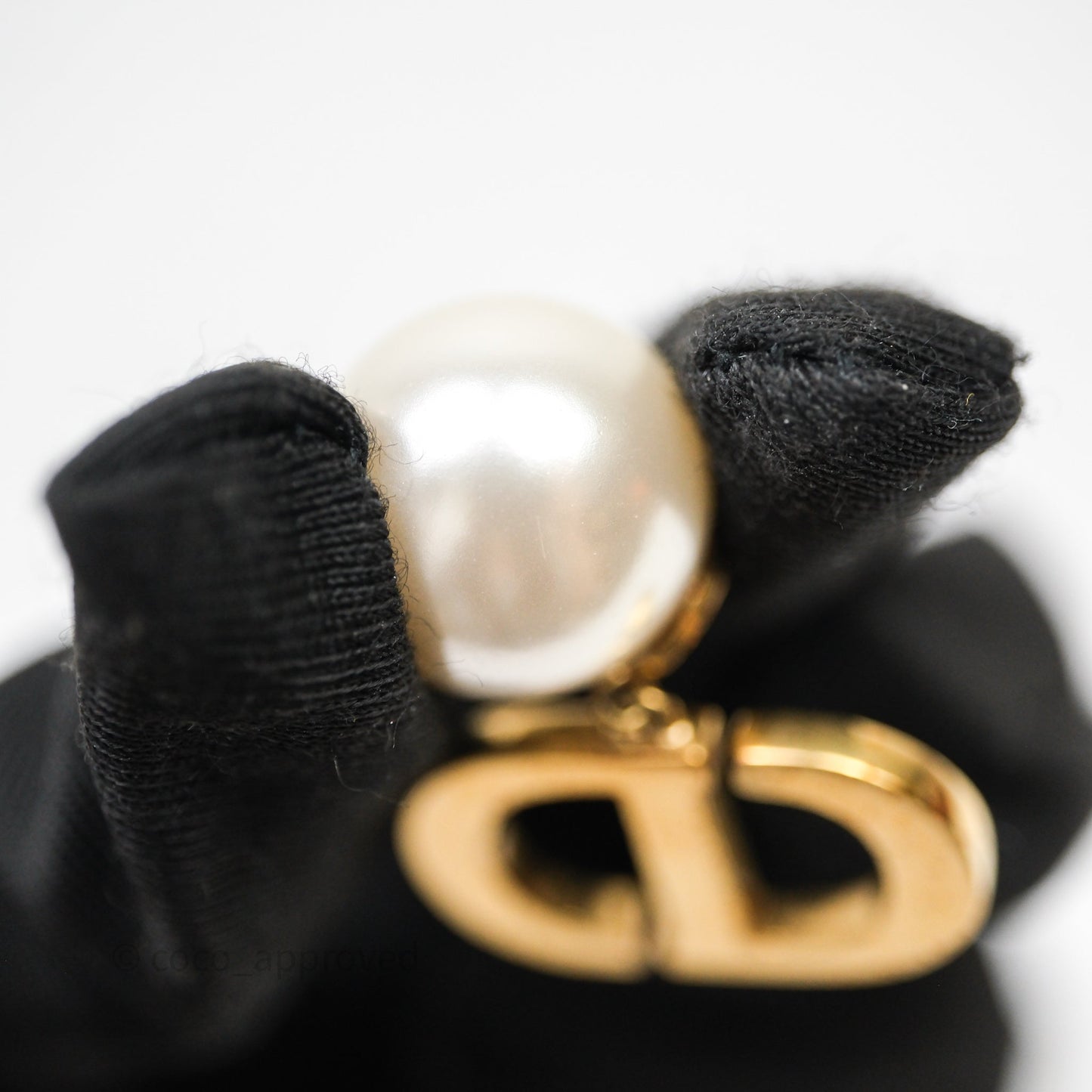 Christian Dior Pearls Drop Blue CD Earrings Gold Tone