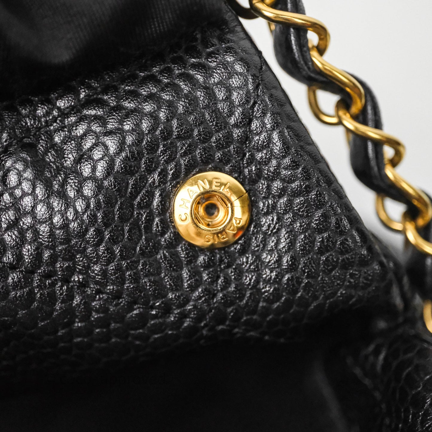 Chanel 22 Small Black Shiny Caviar Aged Gold Hardware