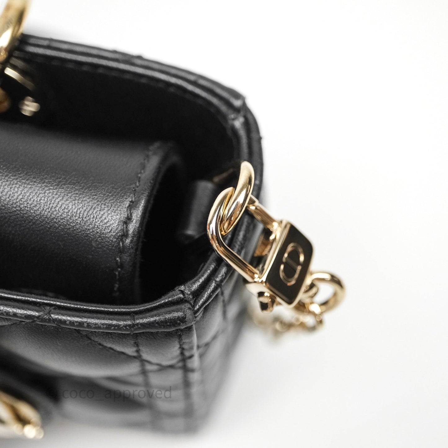 Dior Small Lady D-Joy Bag Black Lambskin Cannage Gold Hardware