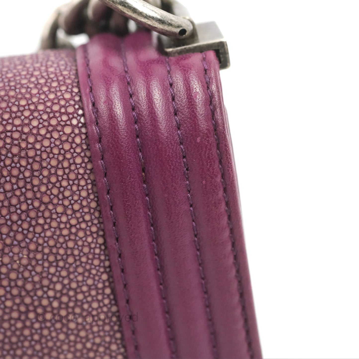 Chanel Small Boy Plum Purple Stingray Ruthenium Hardware