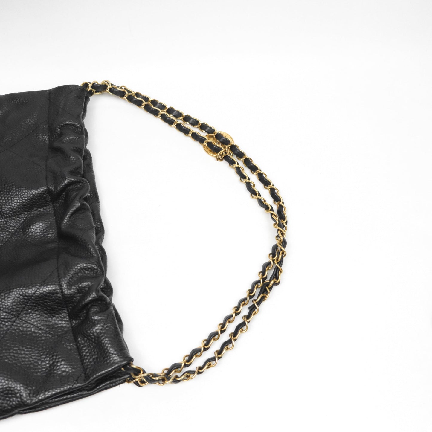 Chanel 22 Small Black Shiny Caviar Aged Gold Hardware