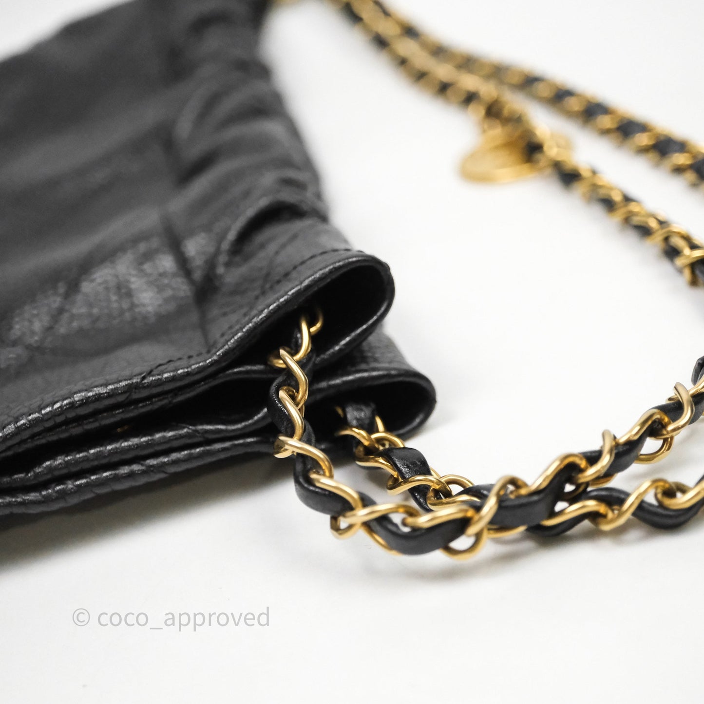 Chanel 22 Small Black Shiny Caviar Aged Gold Hardware