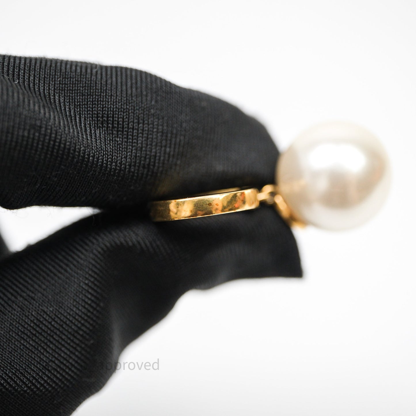 Christian Dior Pearls Drop Blue CD Earrings Gold Tone